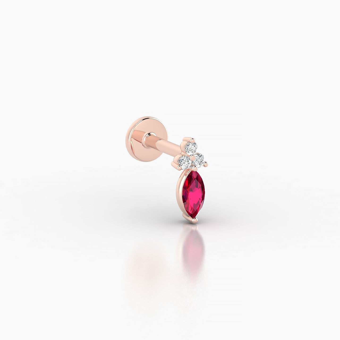 Adeona | 18k Rose Gold 5 mm 7 mm Ruby & Diamond Piercing