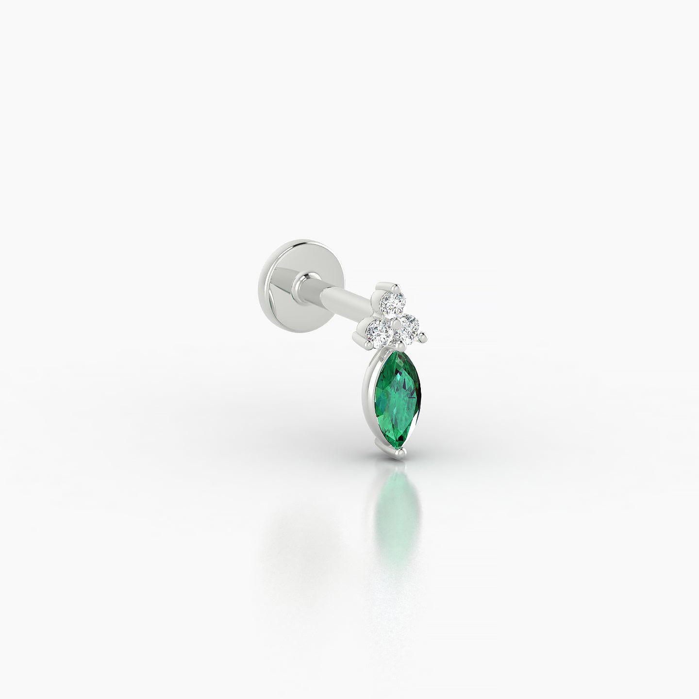 Adeona | 18k White Gold 5 mm 7 mm Emerald & Diamond Piercing