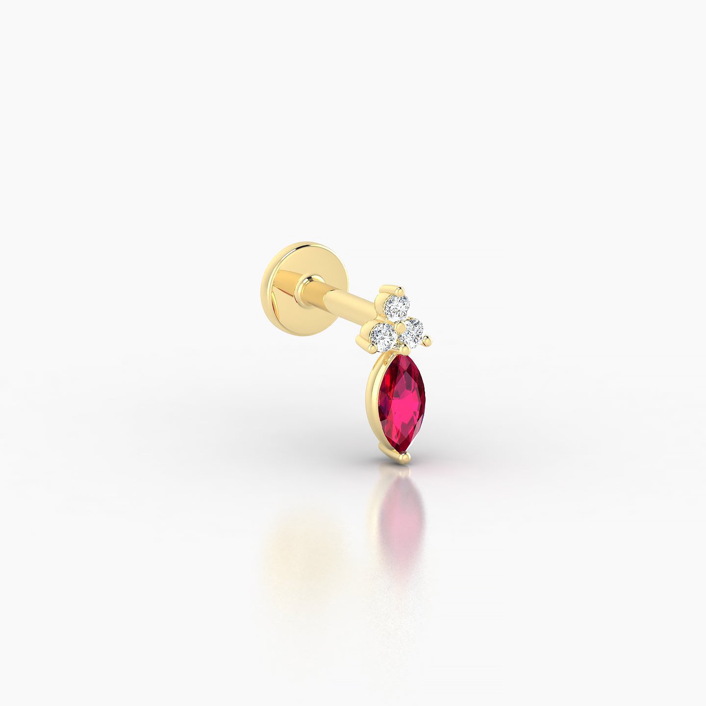 Adeona | 18k Yellow Gold 5 mm 7 mm Ruby & Diamond Piercing