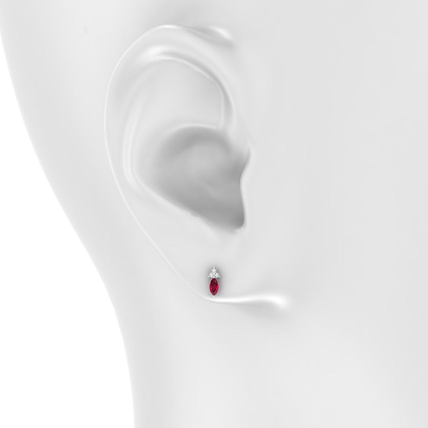 Adeona | 18k White Gold 5 mm 7 mm Ruby & Diamond Piercing