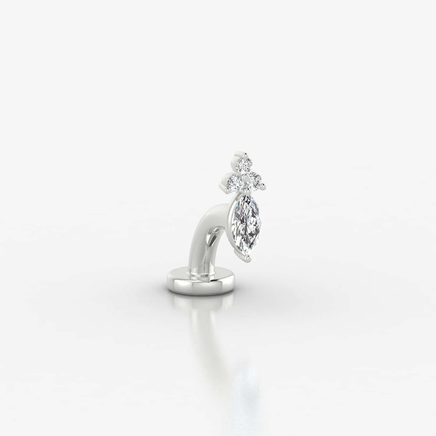 Adeona | 18k White Gold 7 mm 6 mm Diamond Floating Navel Piercing