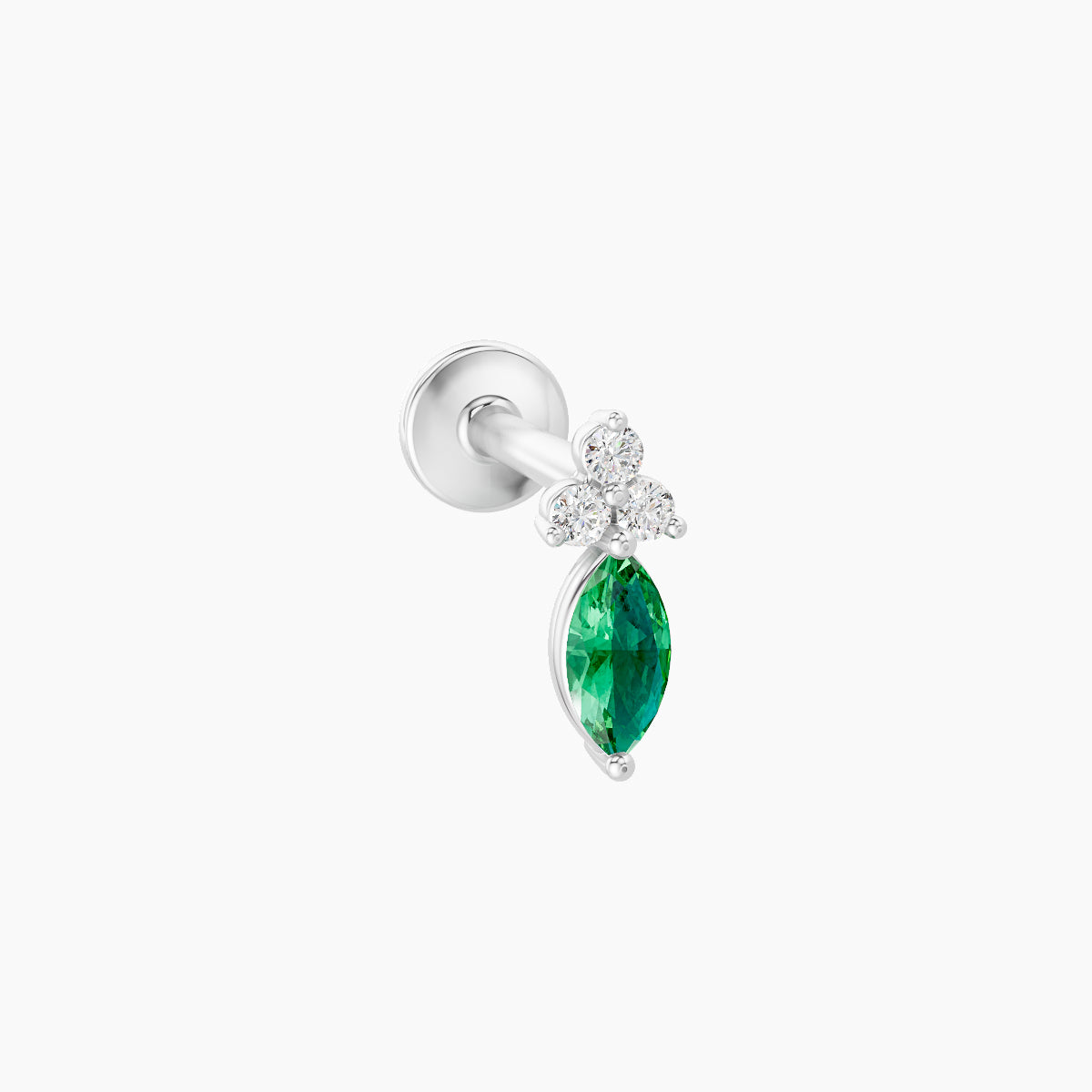 Adeona | 18k White Gold 6.5 mm 7 mm Emerald & Diamond Piercing