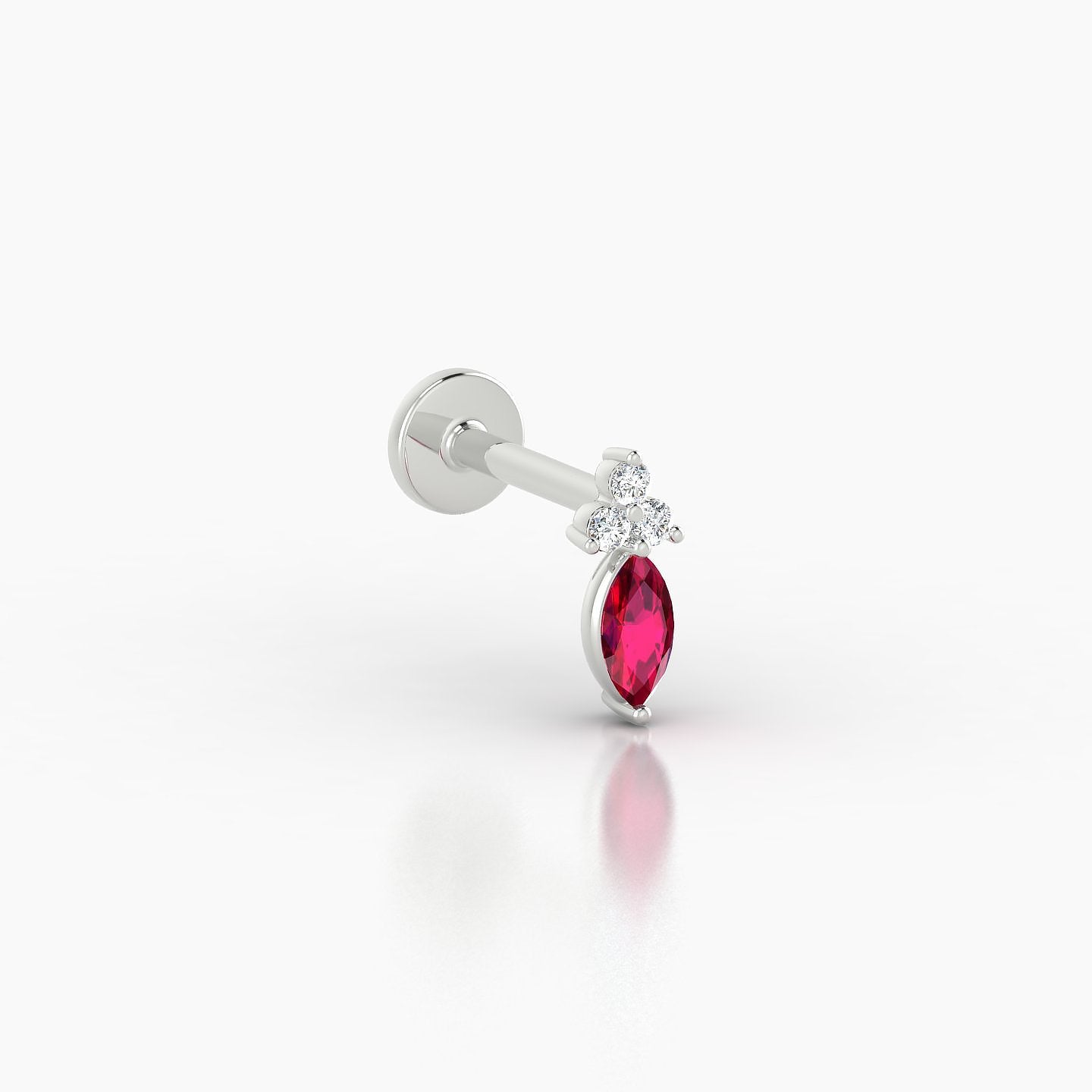 Adeona | 18k White Gold 6.5 mm 7 mm Ruby & Diamond Piercing