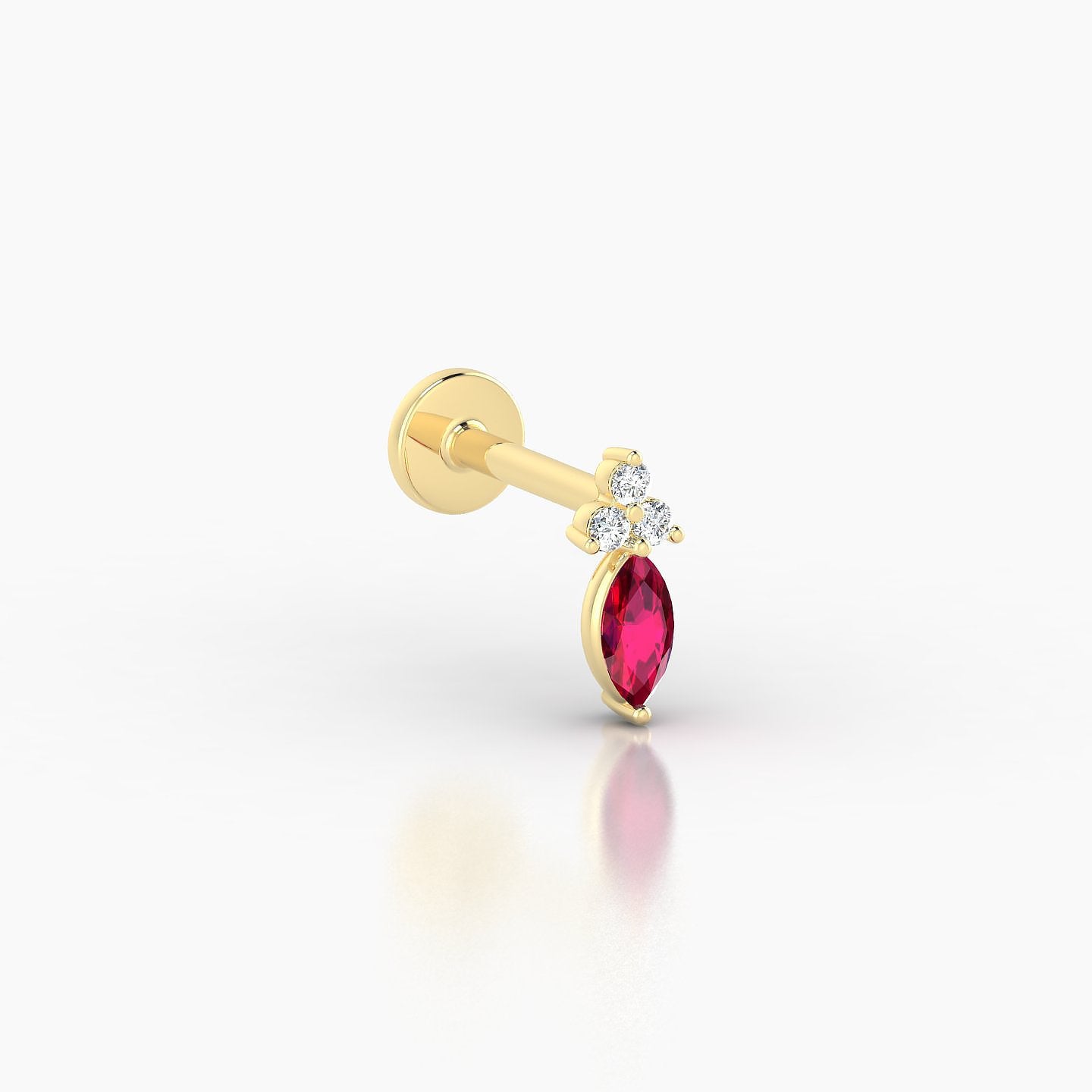 Adeona | 18k Yellow Gold 6.5 mm 7 mm Ruby & Diamond Piercing