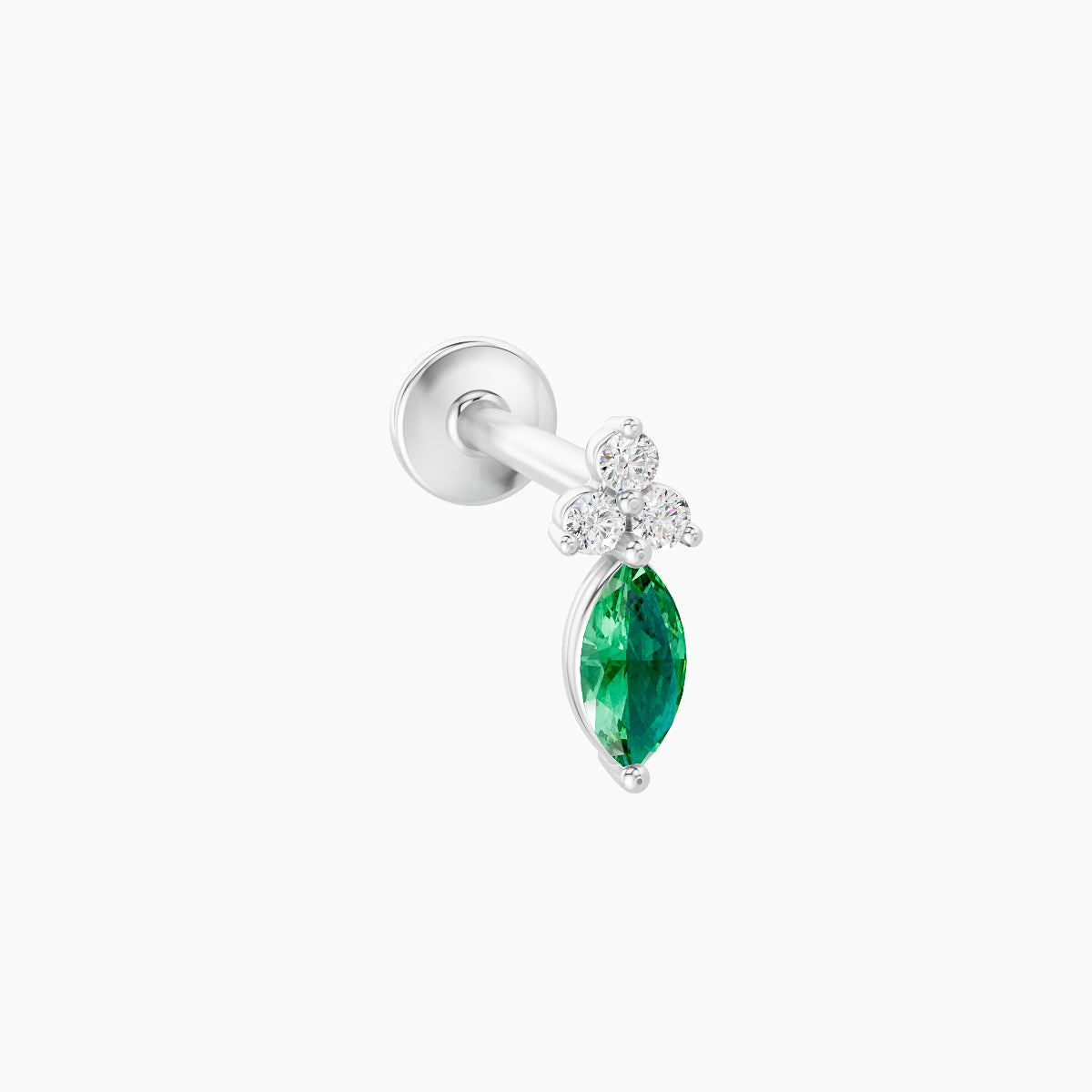 Adeona | 18k White Gold 8 mm 7 mm Emerald & Diamond Piercing