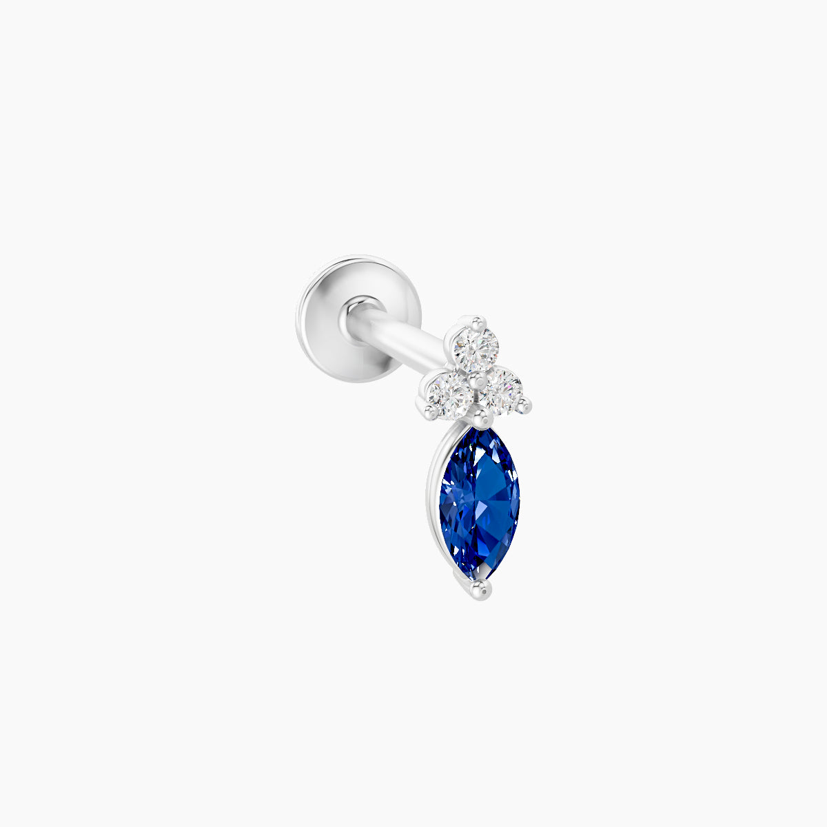 Adeona | 18k White Gold 8 mm 7 mm Sapphire & Diamond Piercing
