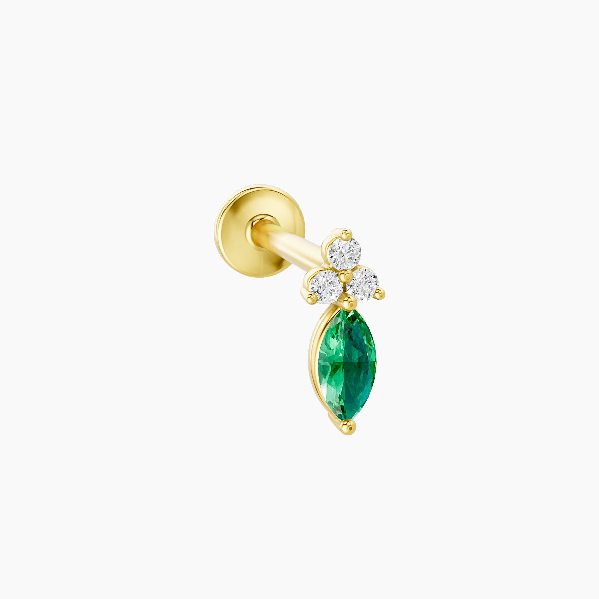 Adeona | 18k Yellow Gold 8 mm 7 mm Emerald & Diamond Piercing