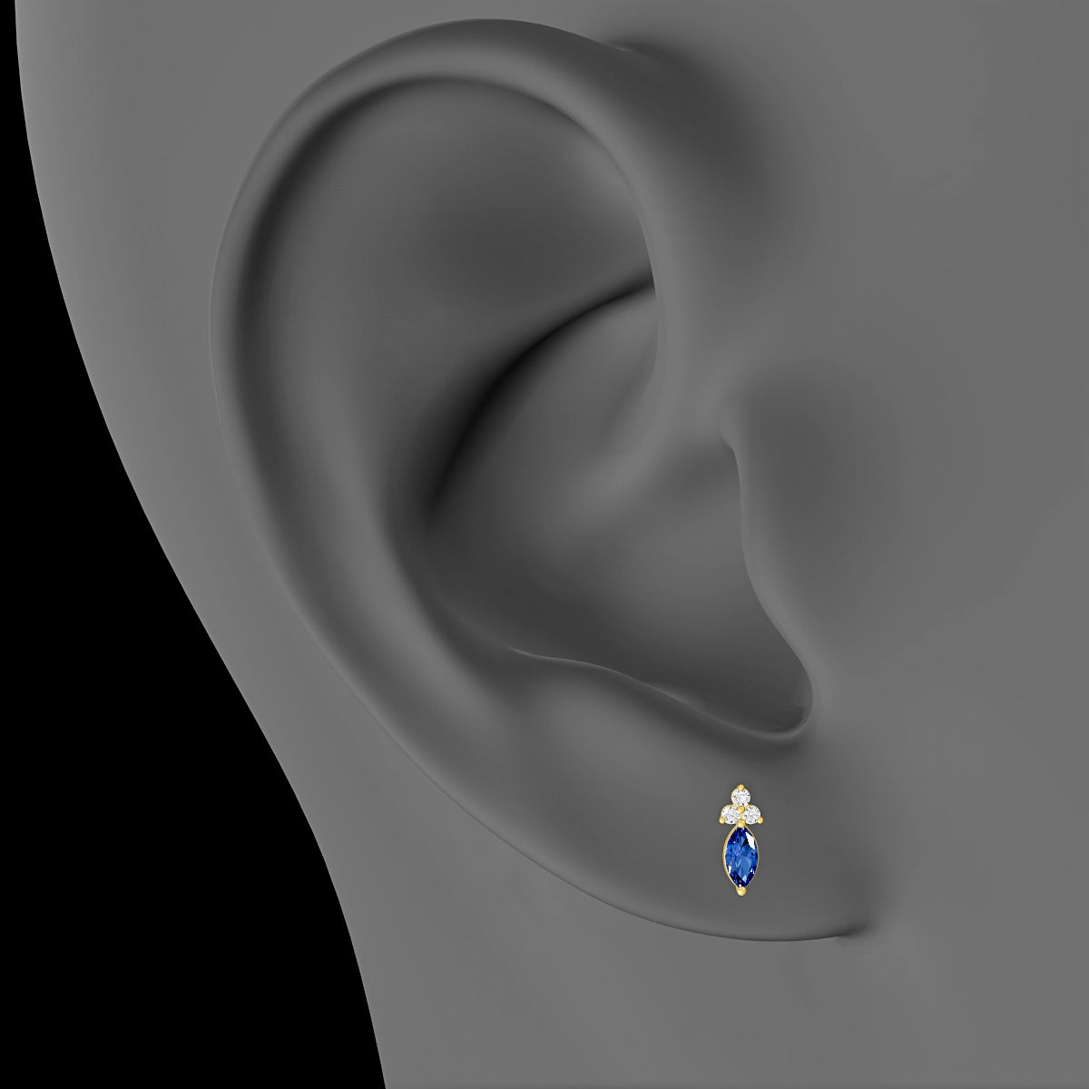 Adeona | 18k Yellow Gold 8 mm 7 mm Sapphire & Diamond Piercing