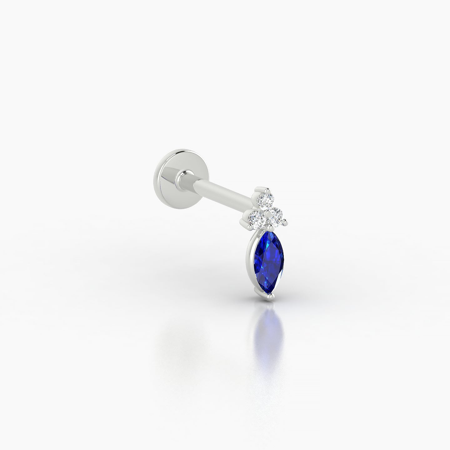 Adeona | 18k White Gold 8 mm 7 mm Sapphire & Diamond Piercing