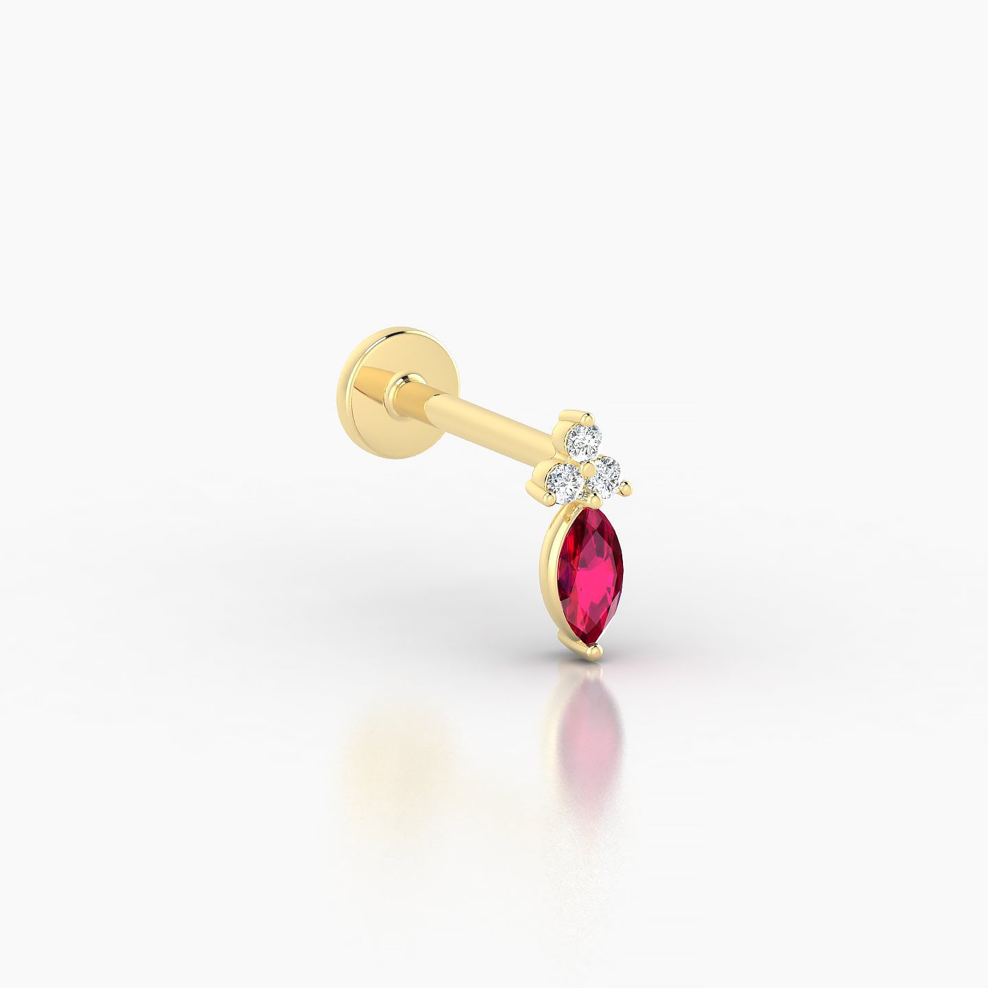 Adeona | 18k Yellow Gold 8 mm 7 mm Ruby & Diamond Piercing