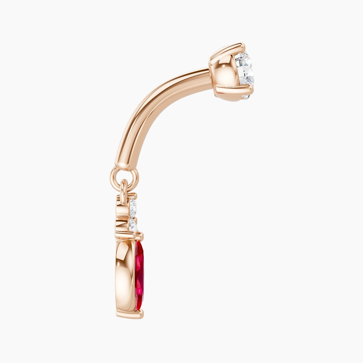 Adeona | 18k Rose Gold 6 mm Ruby & Diamond Rook Piercing