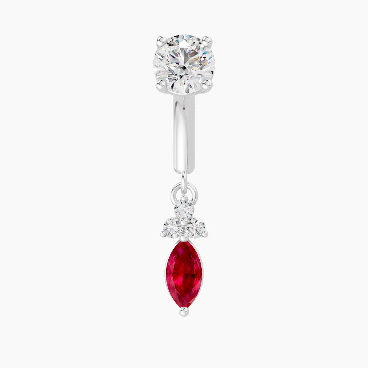 Adeona | 18k White Gold 6 mm Ruby & Diamond Rook Piercing