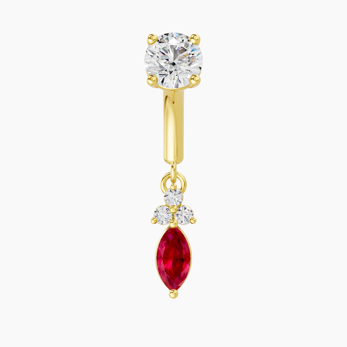 Adeona | 18k Yellow Gold 6 mm Ruby & Diamond Rook Piercing