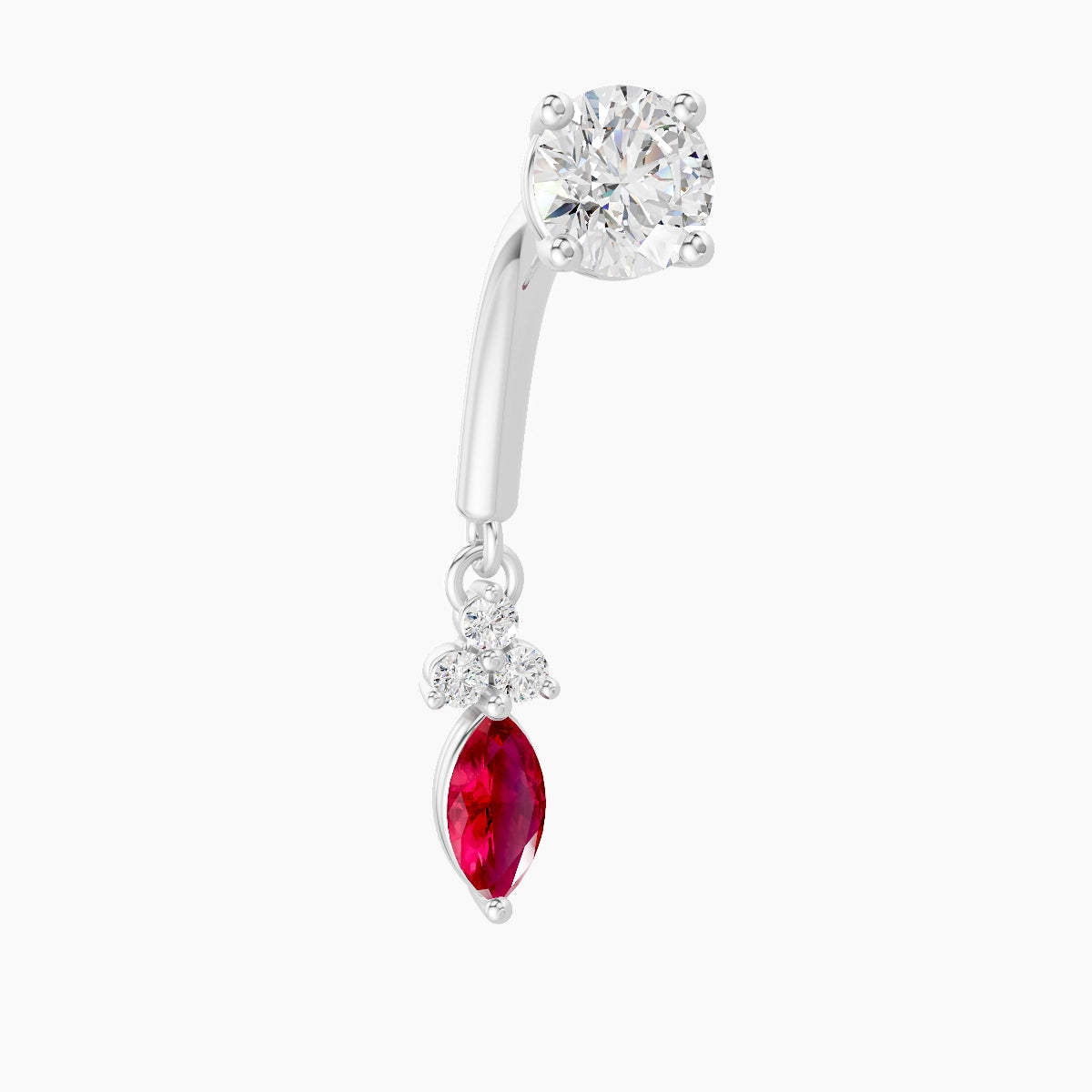 Adeona | 18k White Gold 8 mm Ruby & Diamond Rook Piercing