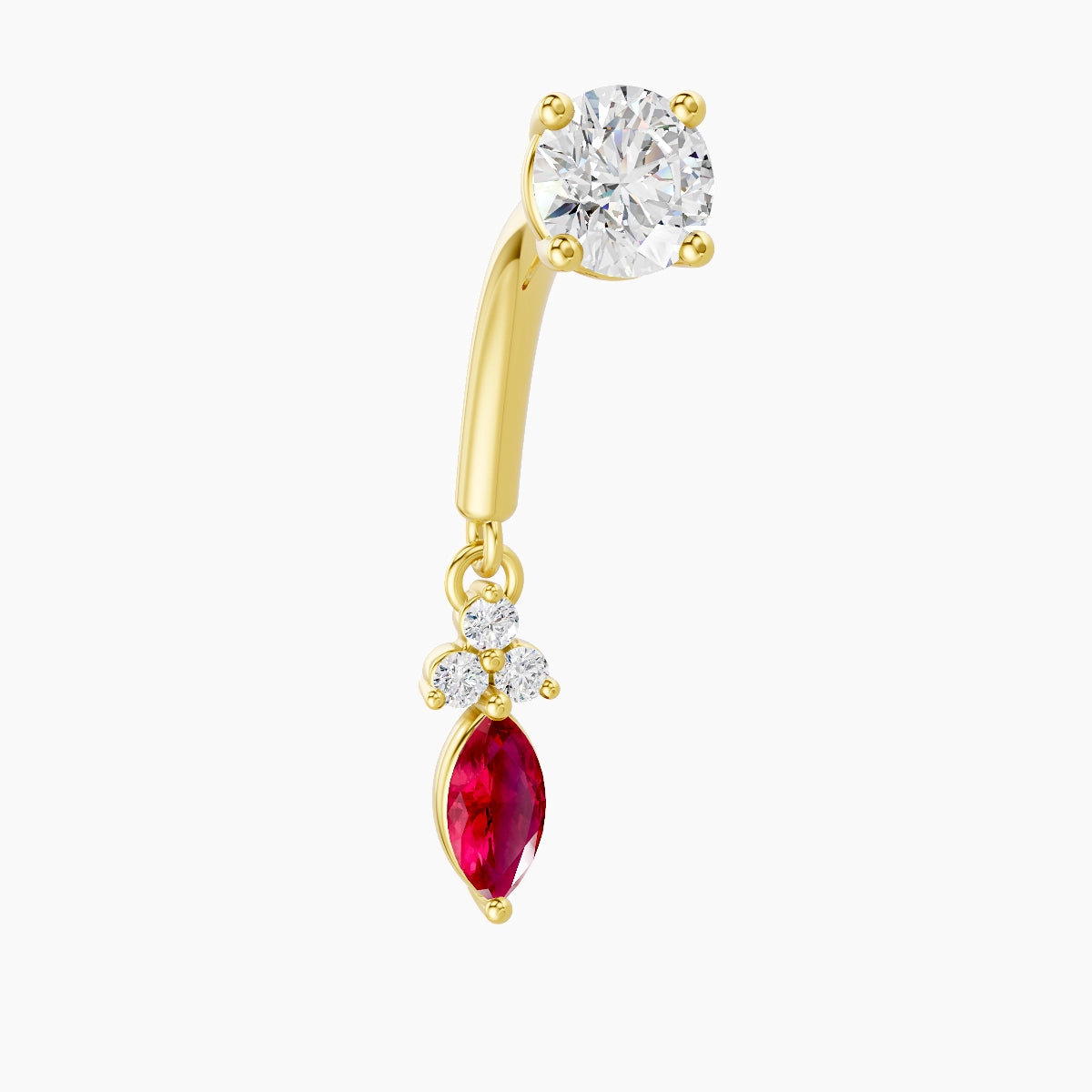 Adeona | 18k Yellow Gold 8 mm Ruby & Diamond Rook Piercing