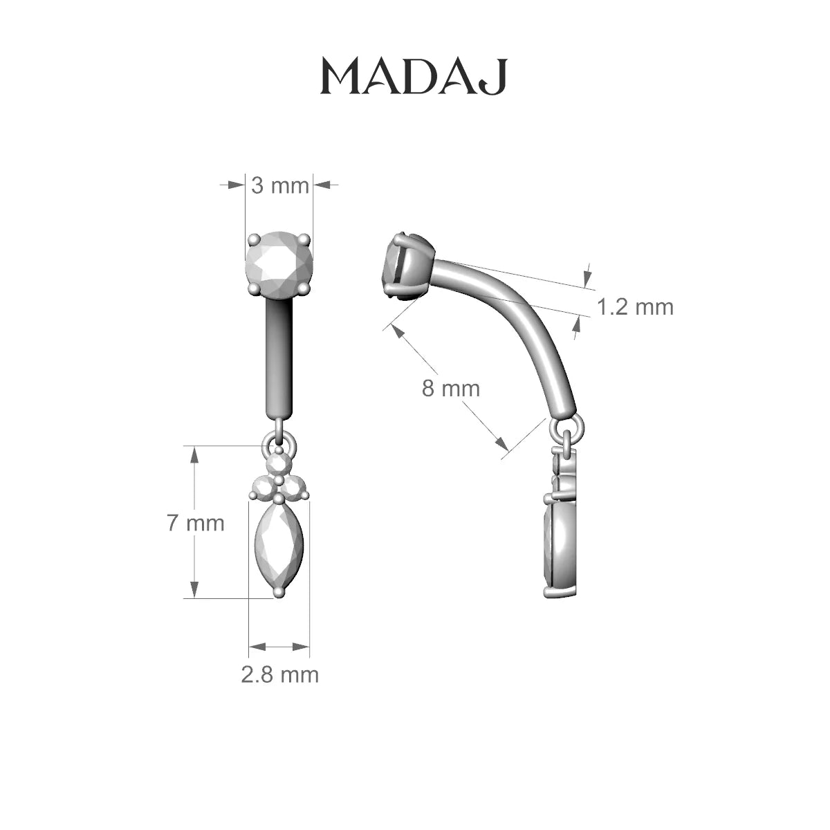 Adeona | 18k Yellow Gold 8 mm Diamond Rook Piercing