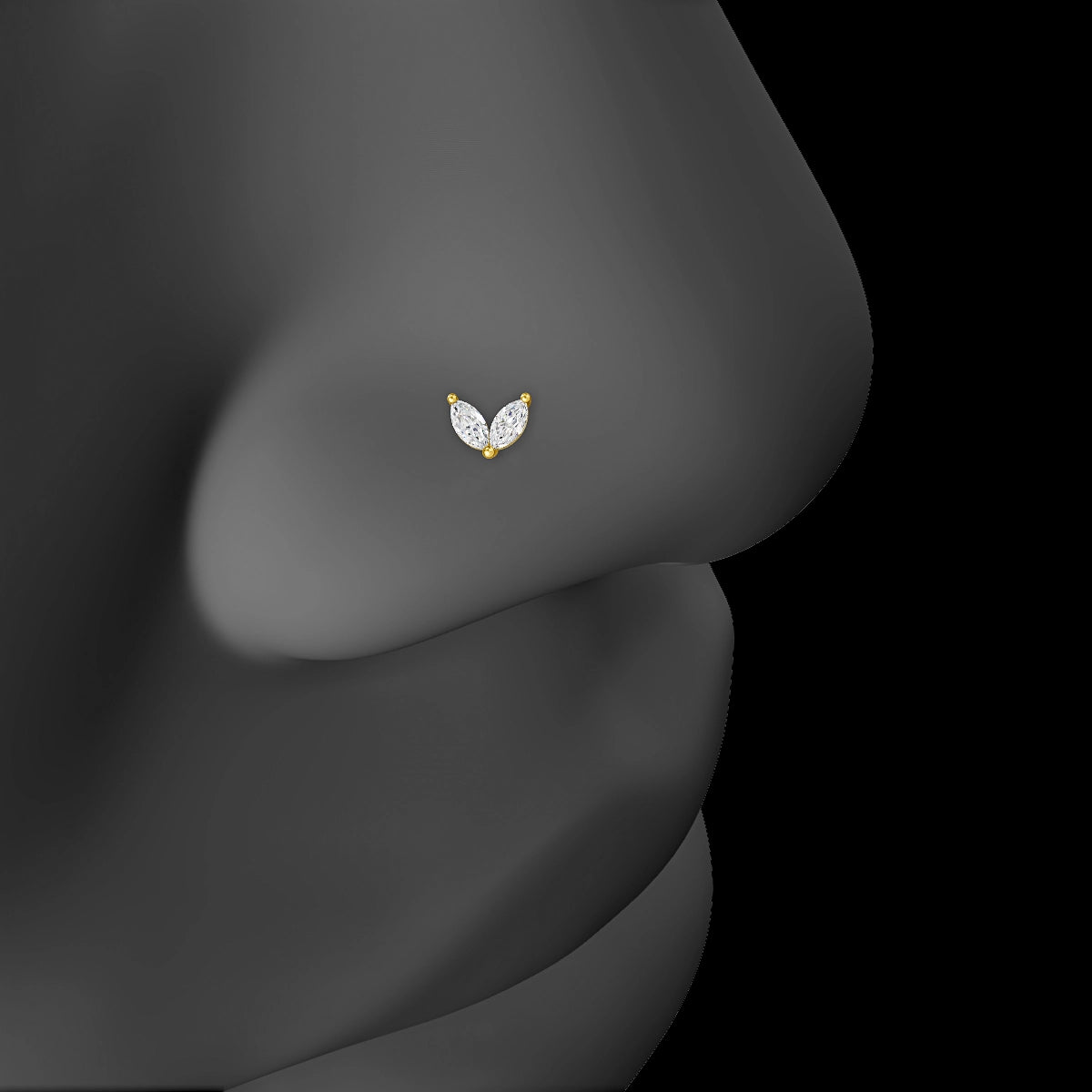 Adona | 18k Yellow Gold 4.5 mm 8 mm Diamond Nose Piercing