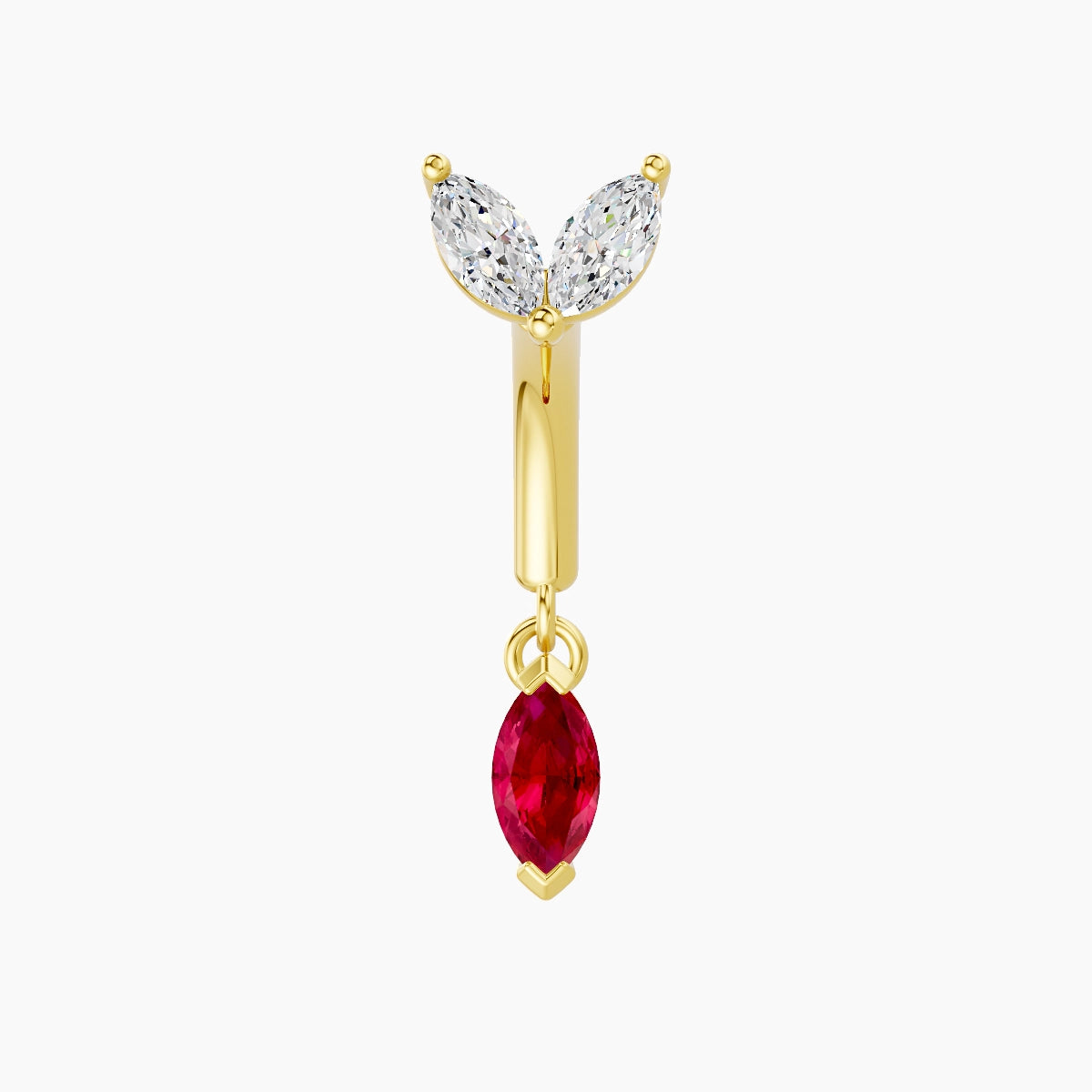 Adona | 18k Yellow Gold 6 mm Ruby & Diamond Rook Piercing