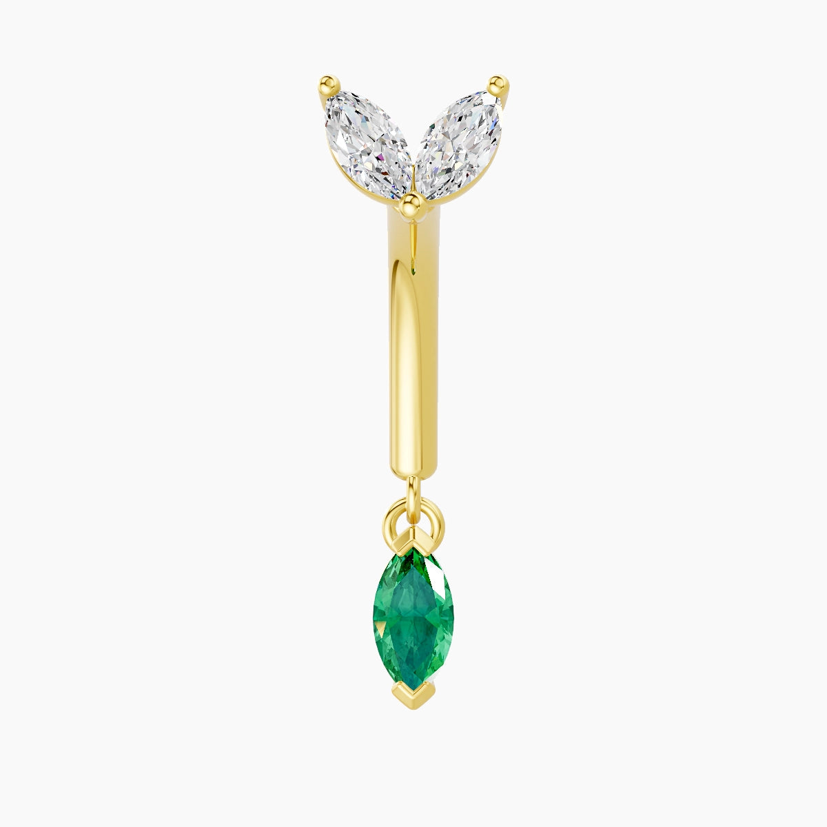 Adona | 18k Yellow Gold 8 mm Emerald & Diamond Rook Piercing