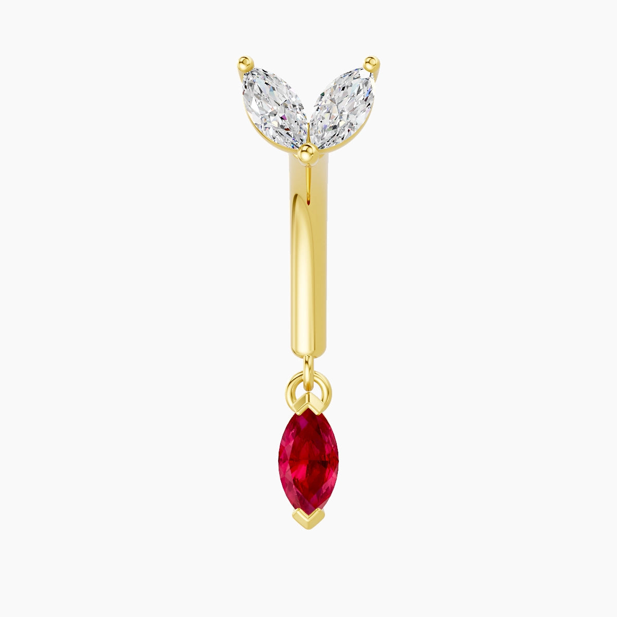 Adona | 18k Yellow Gold 8 mm Ruby & Diamond Rook Piercing