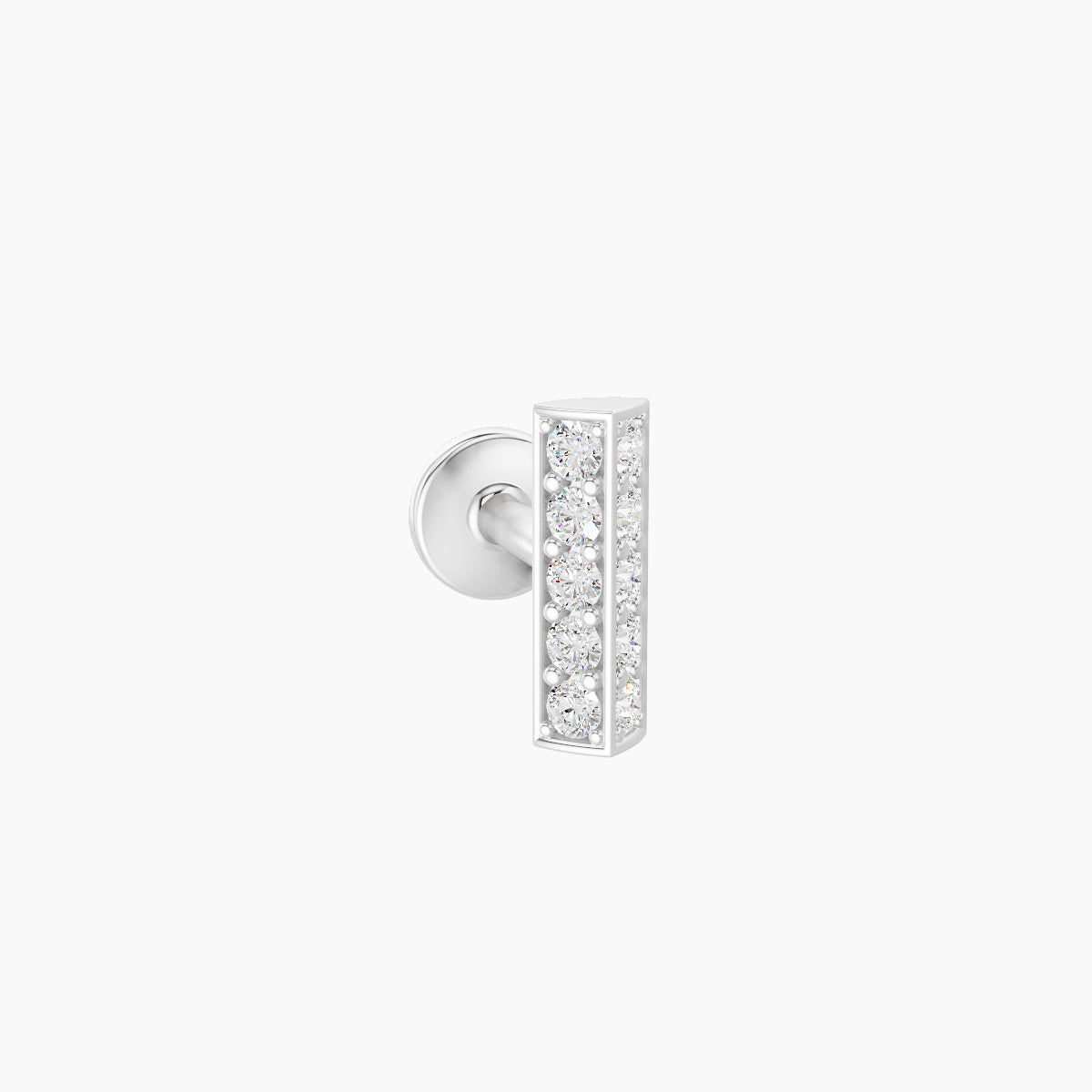 Ala | 18k White Gold 6.5 mm 5 mm Bar Diamond Nose Piercing