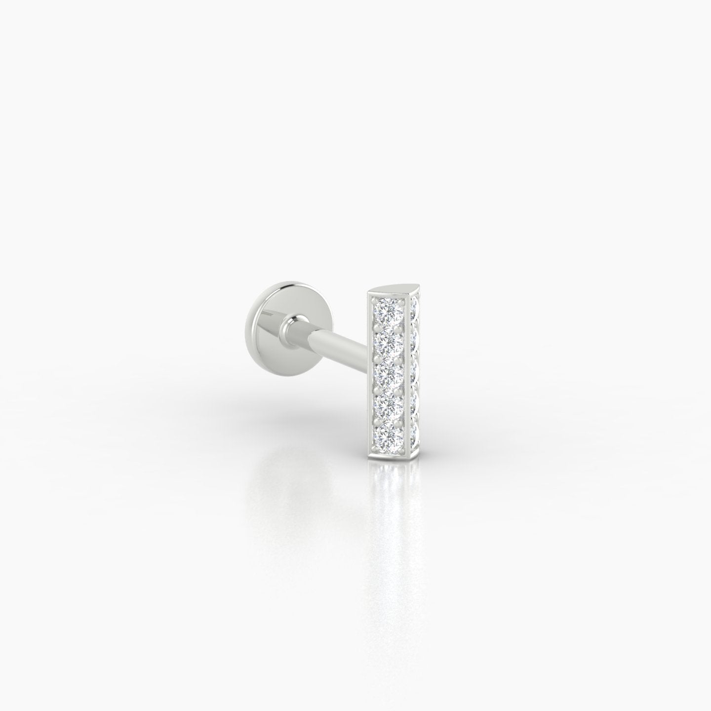 Ala | 18k White Gold 6.5 mm 5 mm Bar Diamond Nostril Piercing