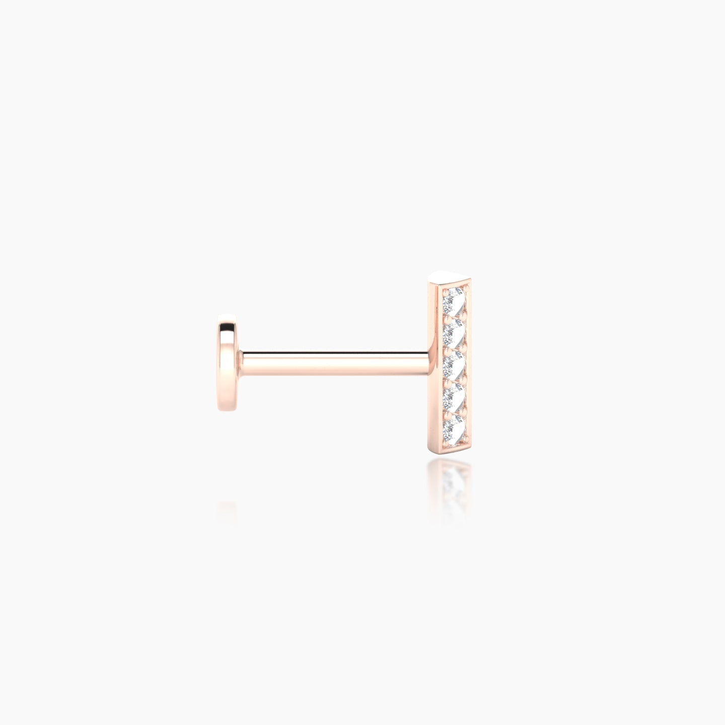 Ala | 18k Rose Gold 6.5 mm 5 mm Bar Diamond Nostril Piercing