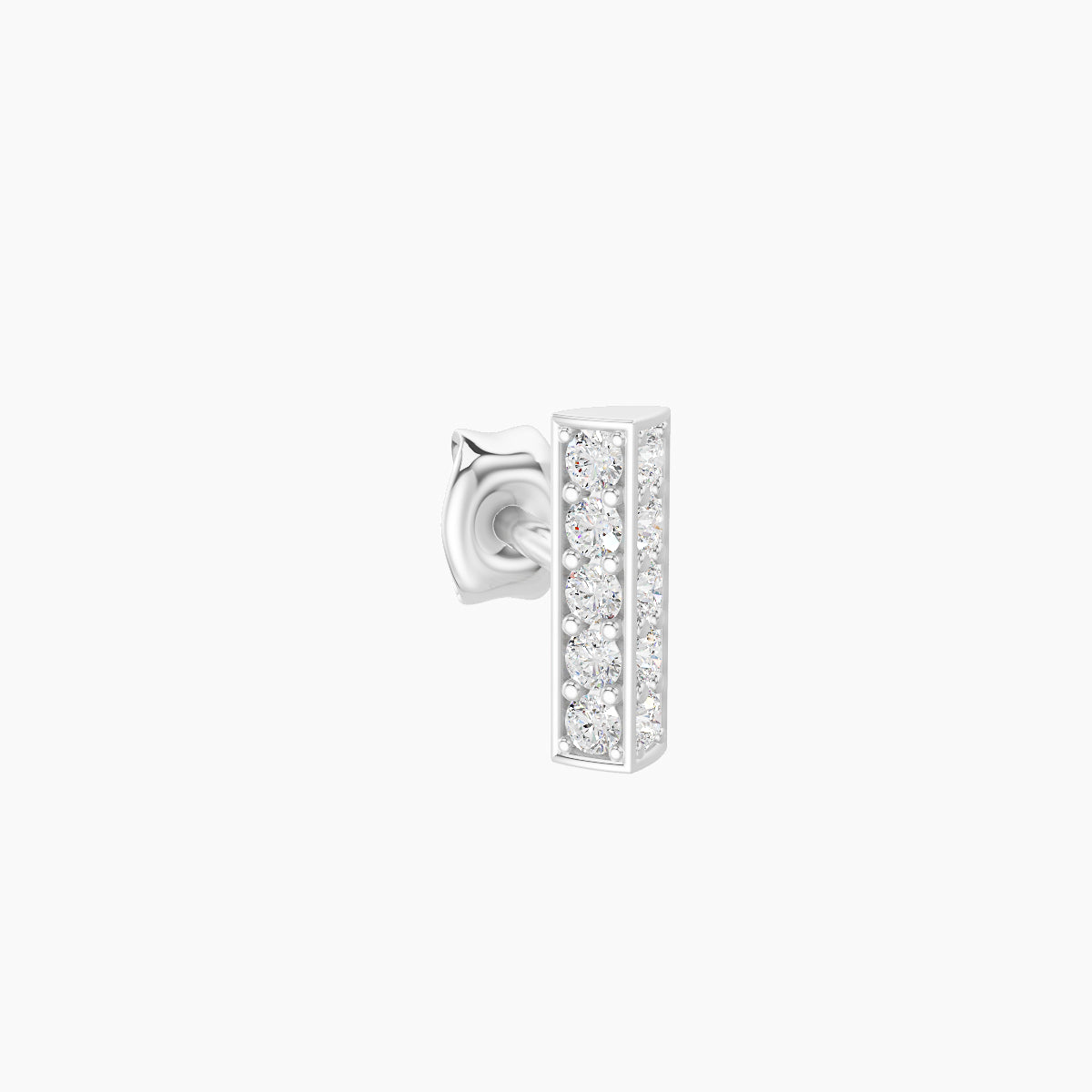 Ala | 18k White Gold 6.5 mm Bar Diamond Earring