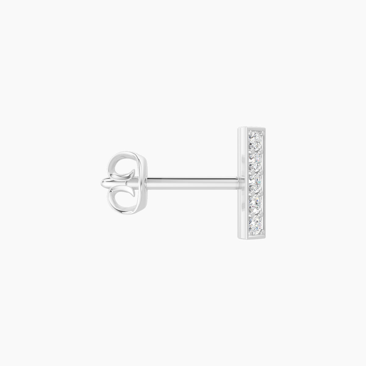 Ala | 18k White Gold 6.5 mm Bar Diamond Earring