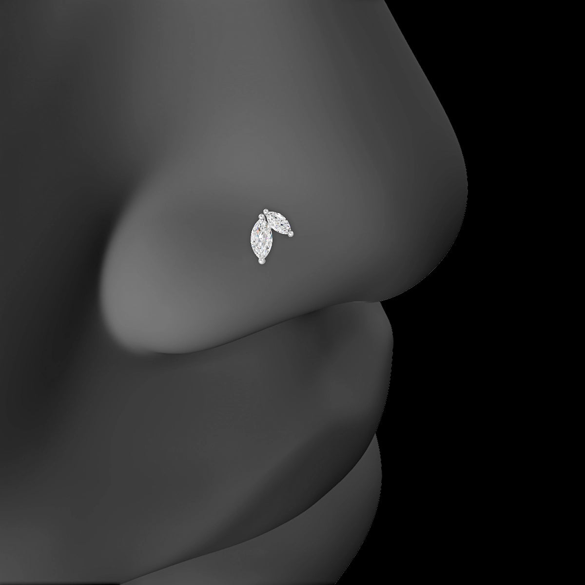 Alceste | 18k White Gold 5.5 mm 5 mm Diamond Nose Piercing