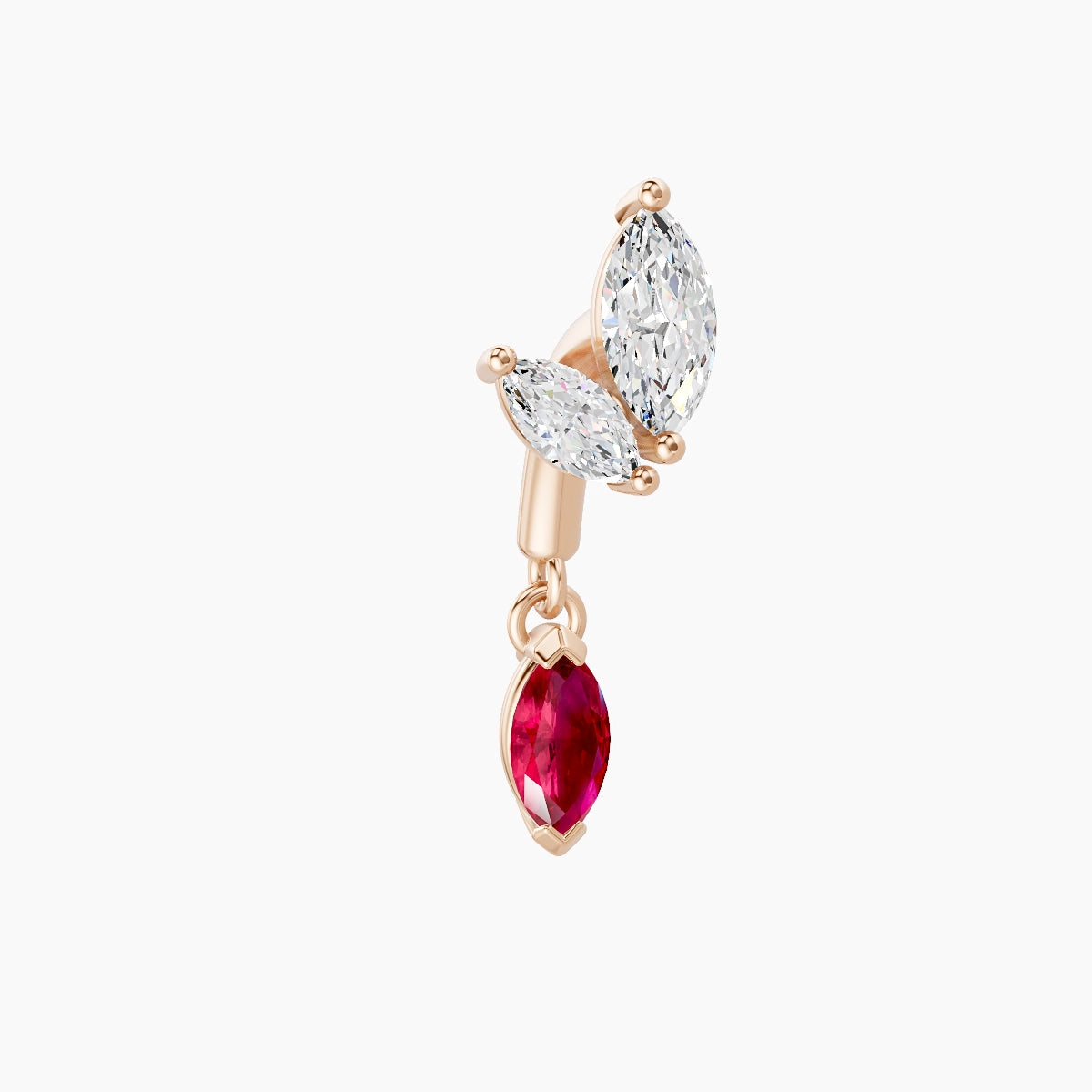 Alceste | 18k Rose Gold 6 mm Ruby & Diamond Rook Piercing