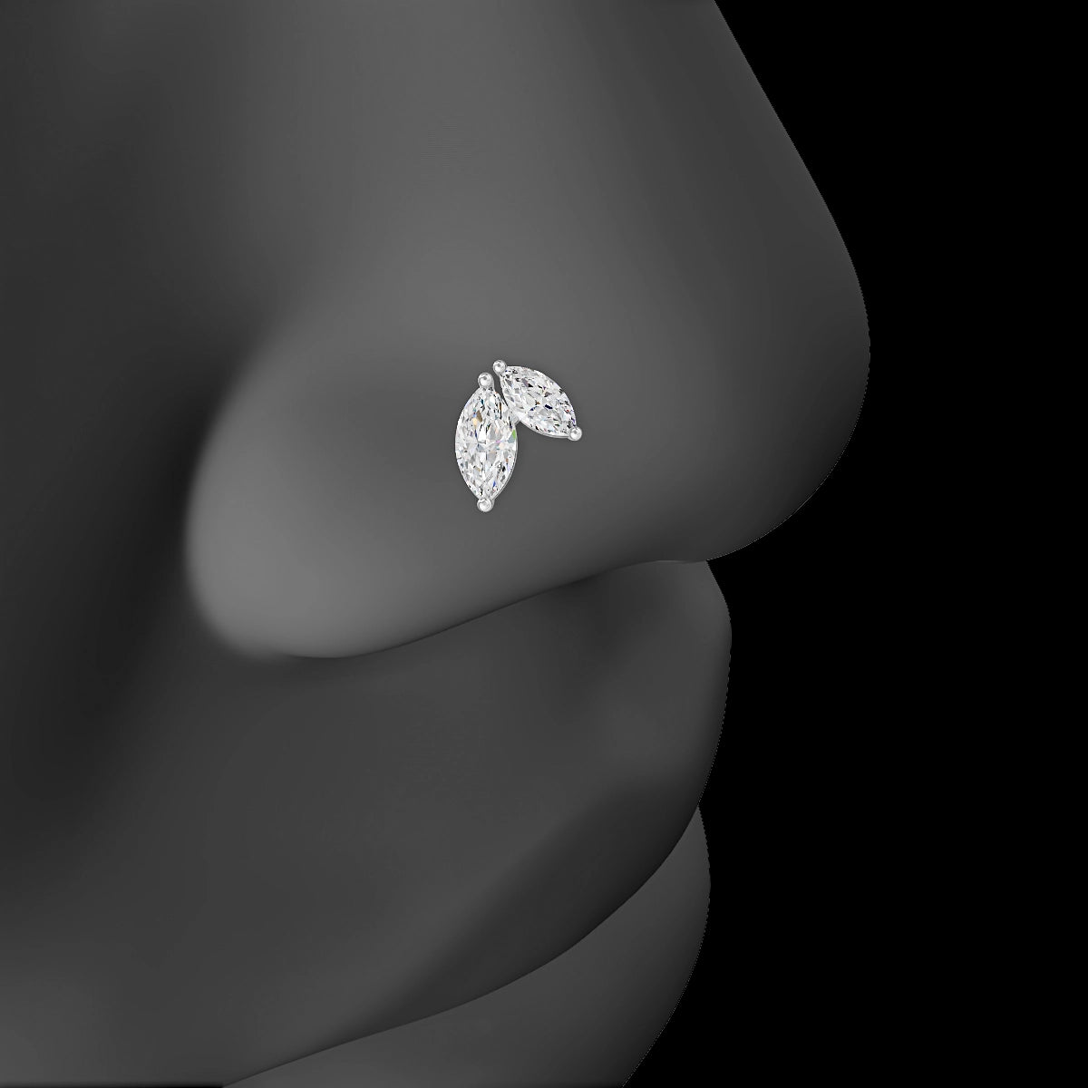 Alceste | 18k White Gold 7.6 mm 6.5 mm Diamond Nose Piercing