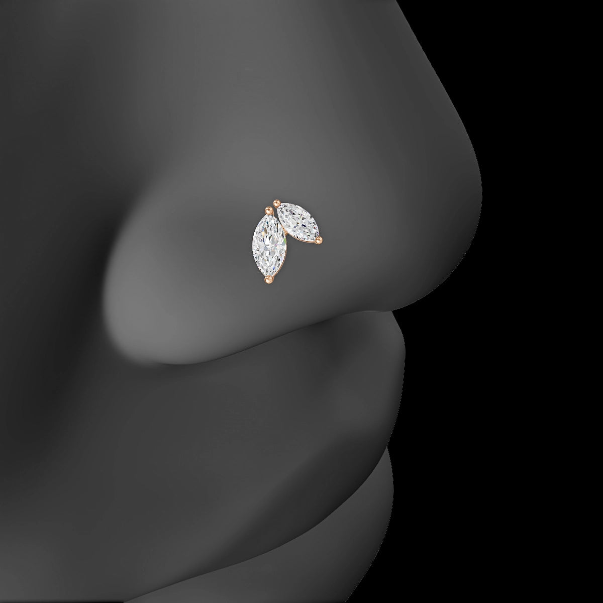 Alceste | 18k Rose Gold 7.6 mm 8 mm Diamond Nose Piercing