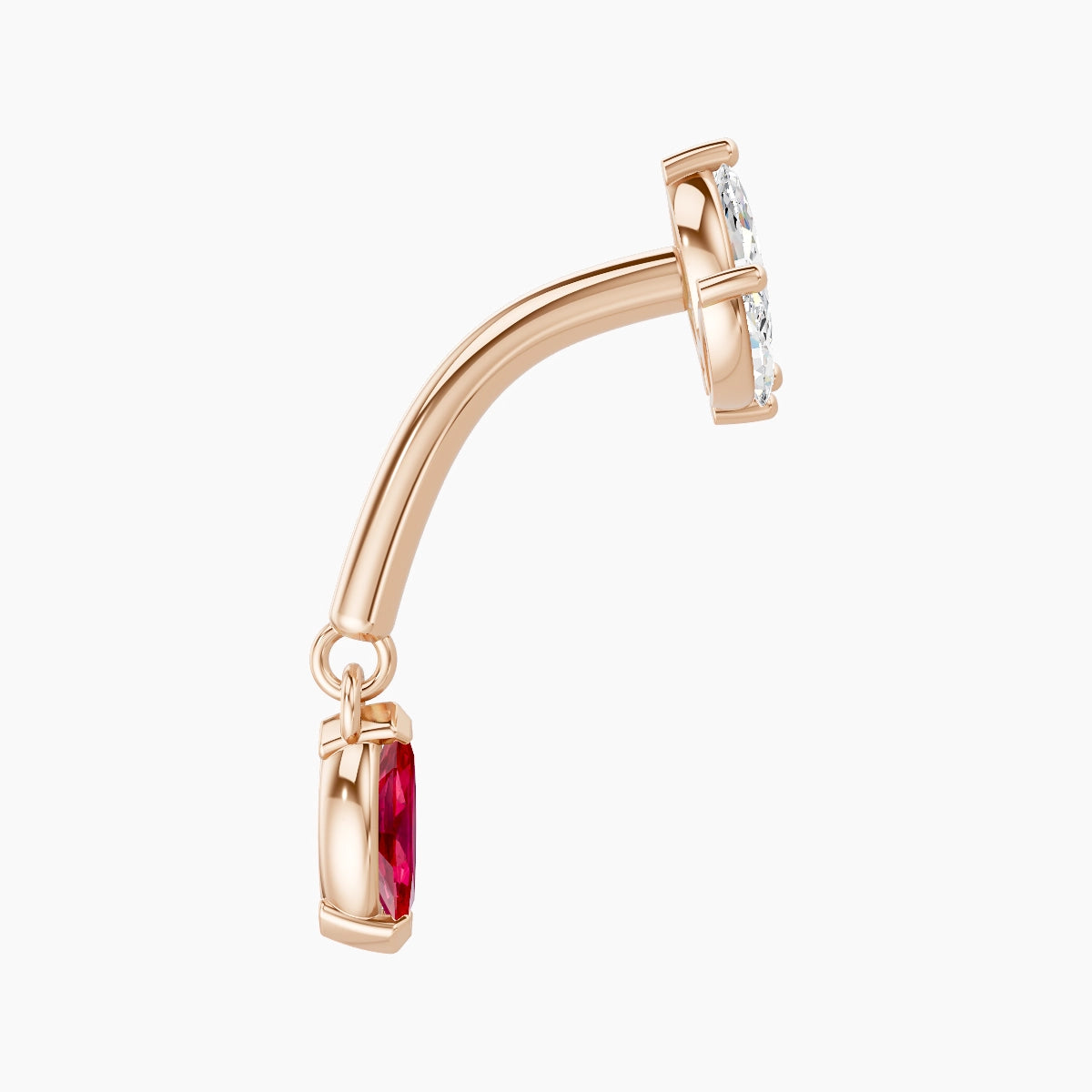 Alceste | 18k Rose Gold 8 mm Ruby & Diamond Rook Piercing
