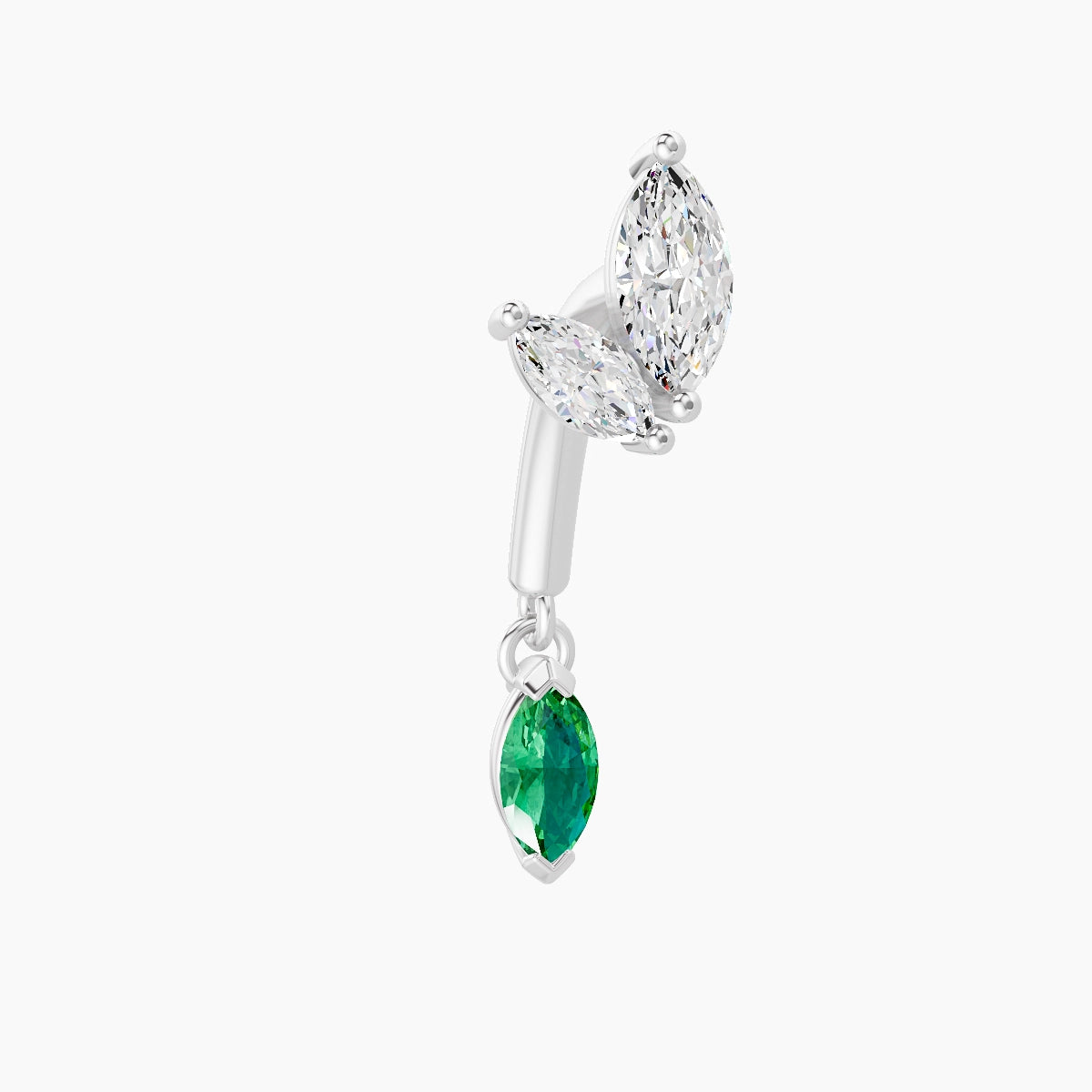Alceste | 18k White Gold 8 mm Emerald & Diamond Rook Piercing