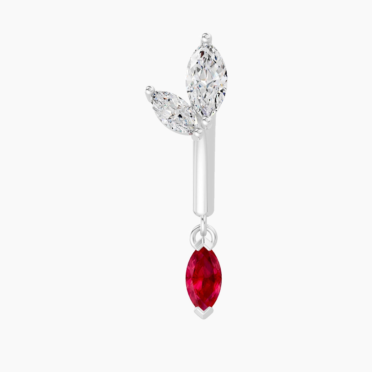 Alceste | 18k White Gold 8 mm Ruby & Diamond Rook Piercing