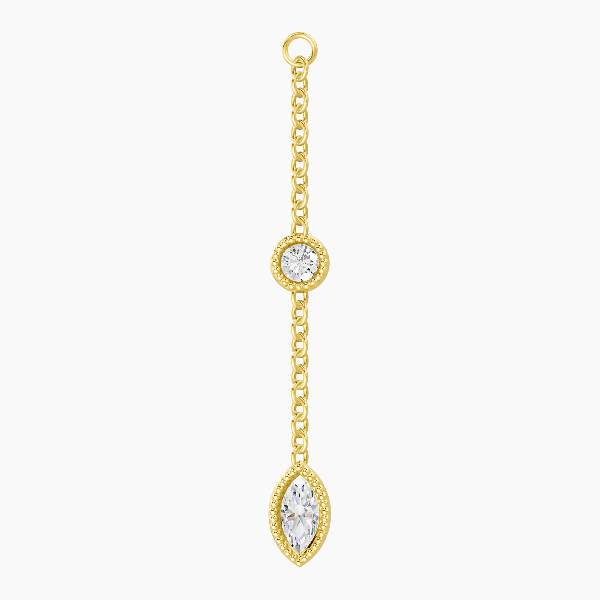 Alcyone | 18k Yellow Gold 25 mm Marquise Diamond Chain Charm