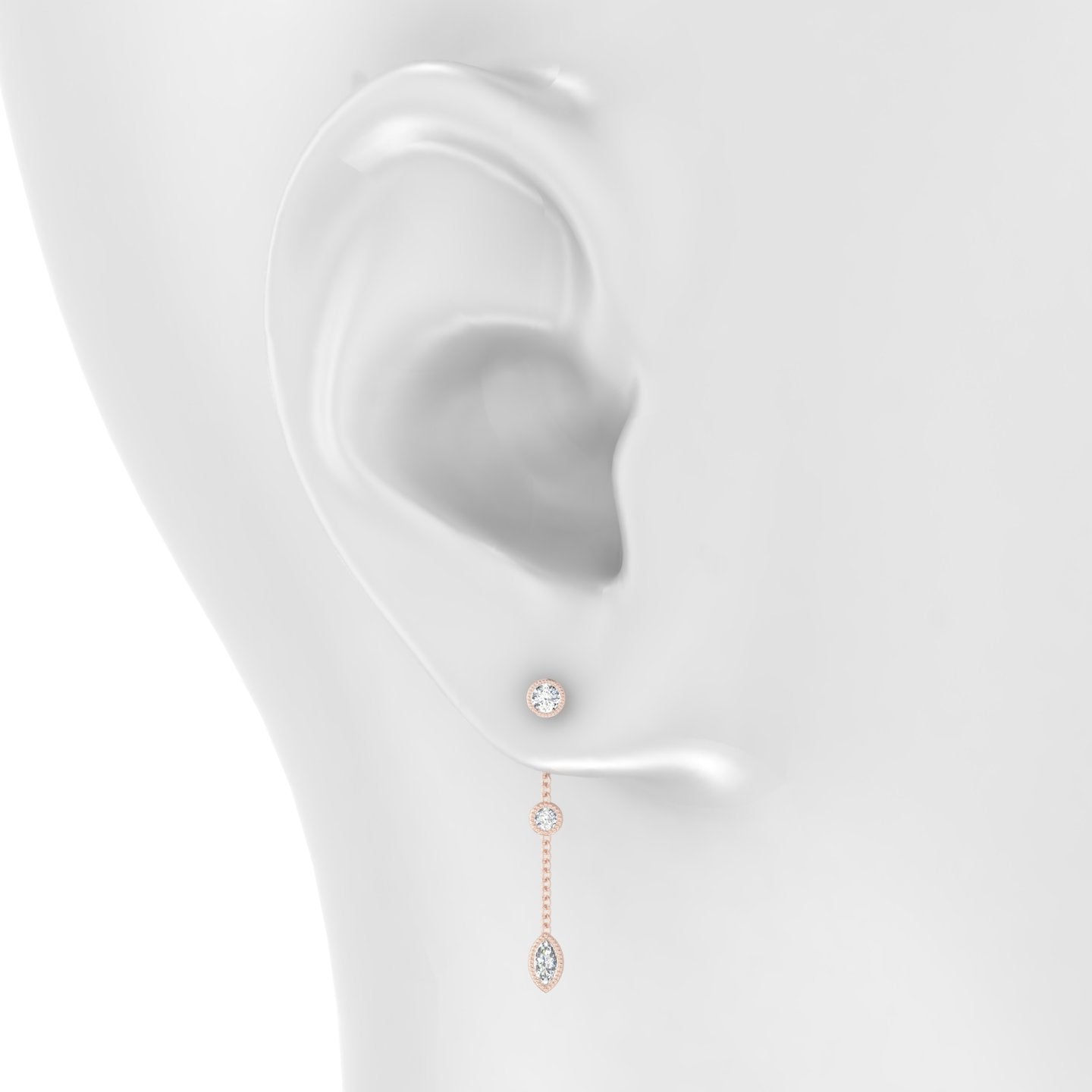 Alcyone | 18k Rose Gold 25 mm Marquise Diamond Chain Charm