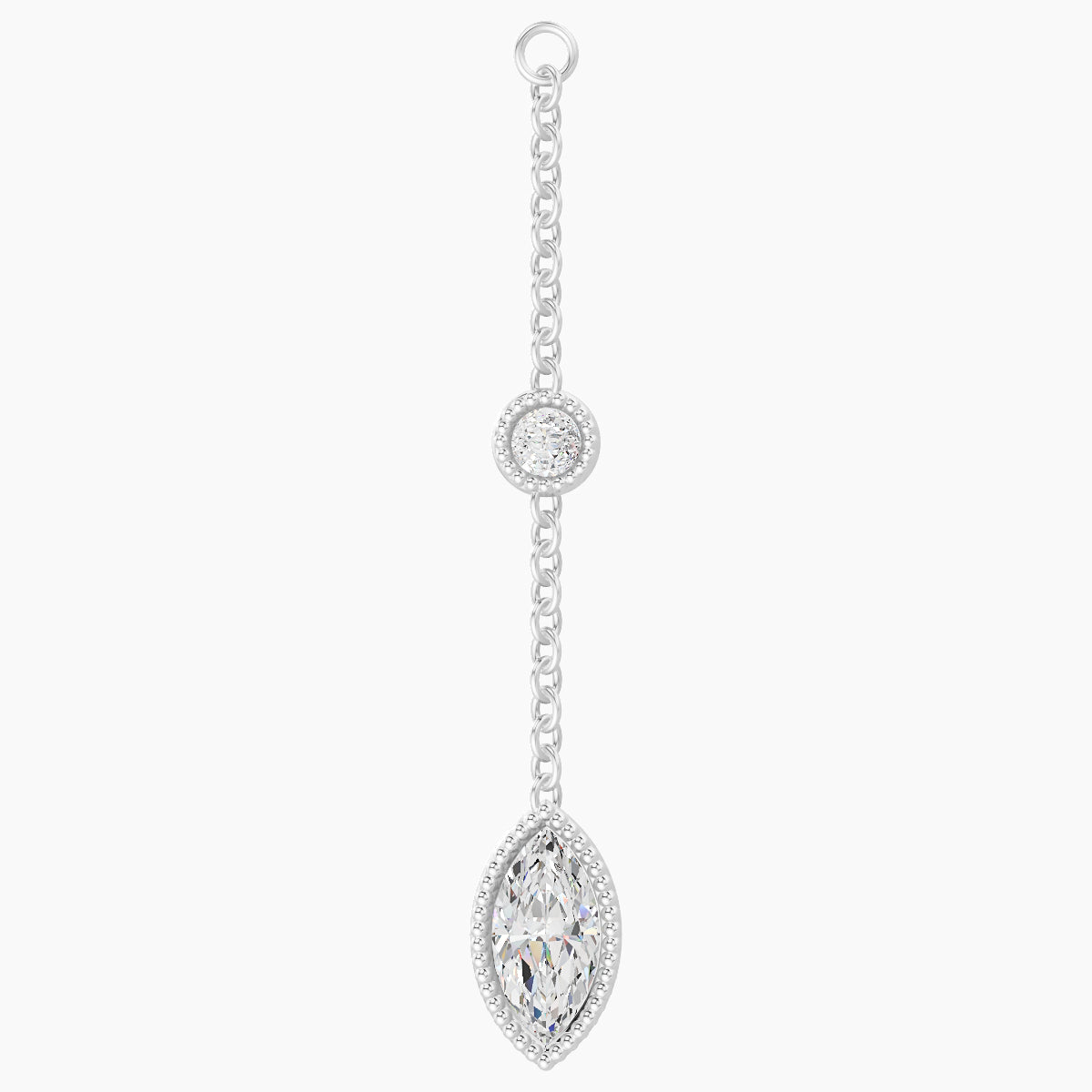 Alcyone | 18k White Gold 28 mm Marquise Diamond Chain Charm