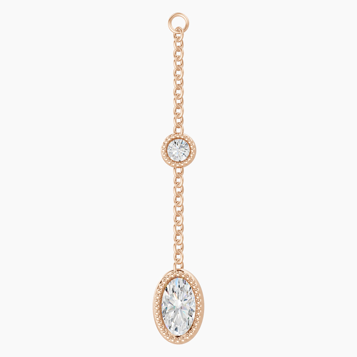 Alcyone | 18k Rose Gold 28 mm Oval Diamond Chain Charm
