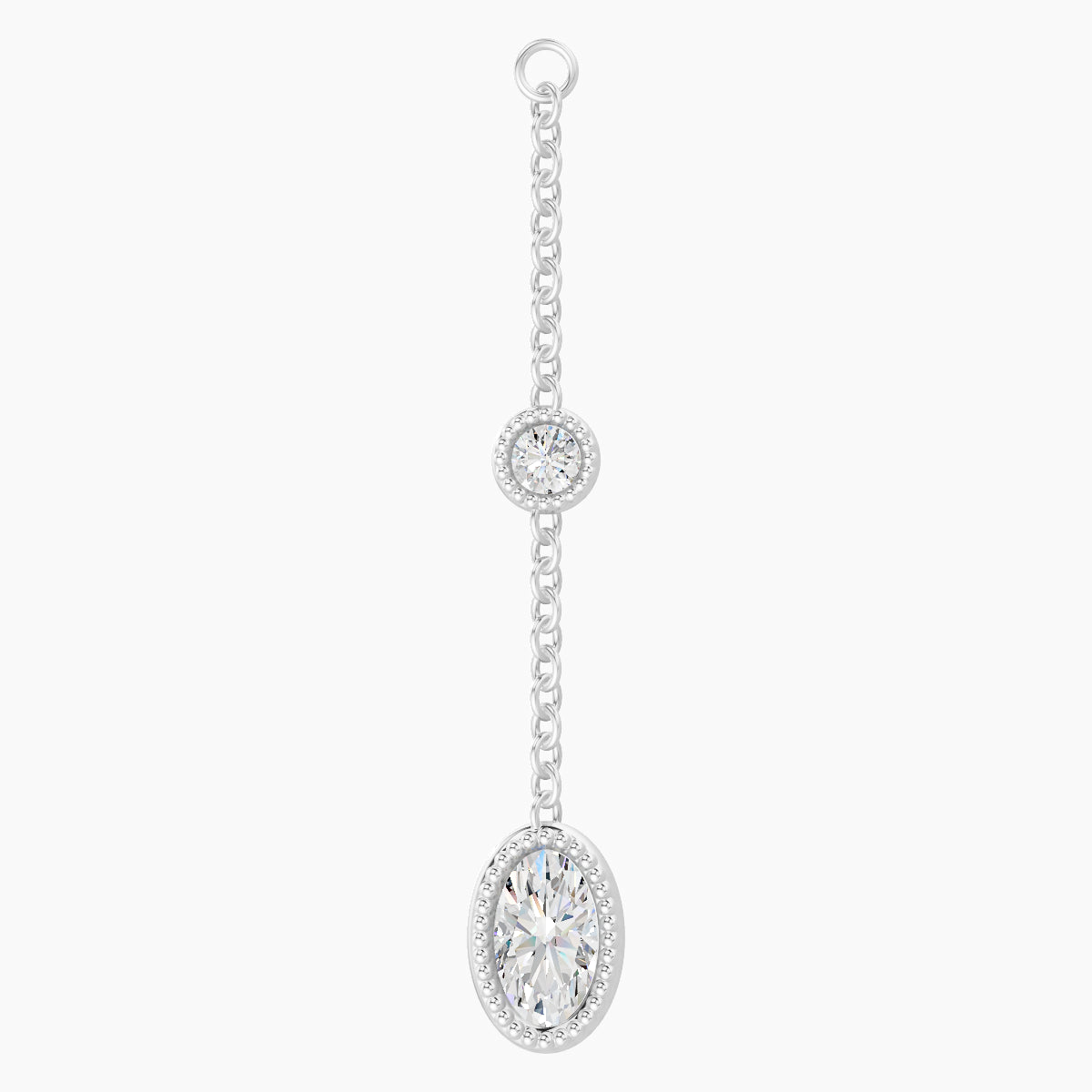 Alcyone | 18k White Gold 28 mm Oval Diamond Chain Charm