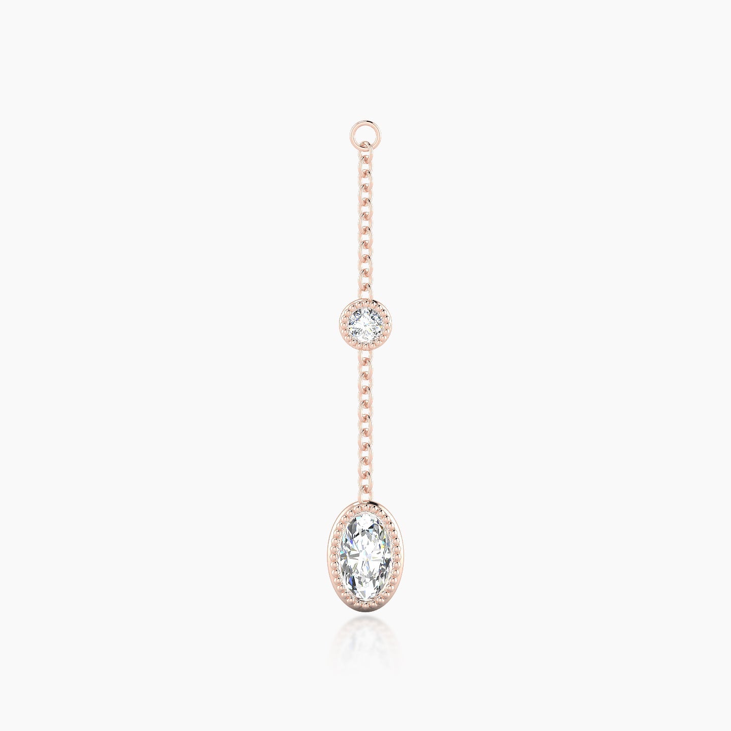 Alcyone | 18k Rose Gold 28 mm Oval Diamond Chain Charm