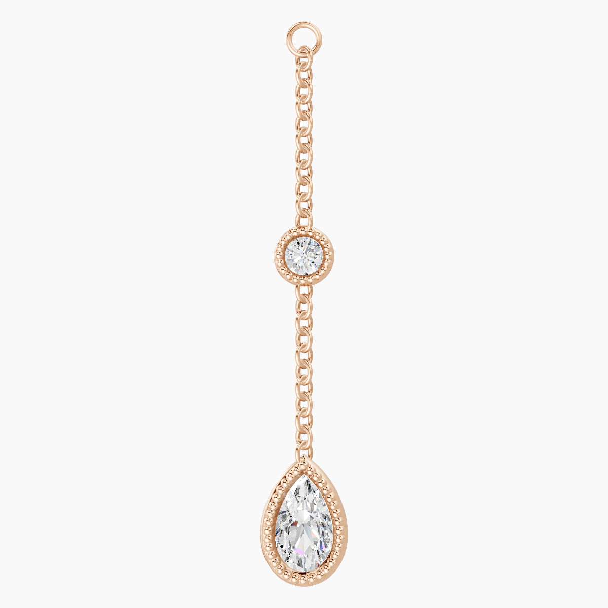 Alcyone | 18k Rose Gold 28 mm Pear Diamond Chain Charm
