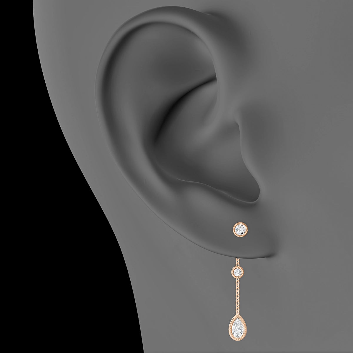 Alcyone | 18k Rose Gold 26 mm Pear Diamond Chain Charm