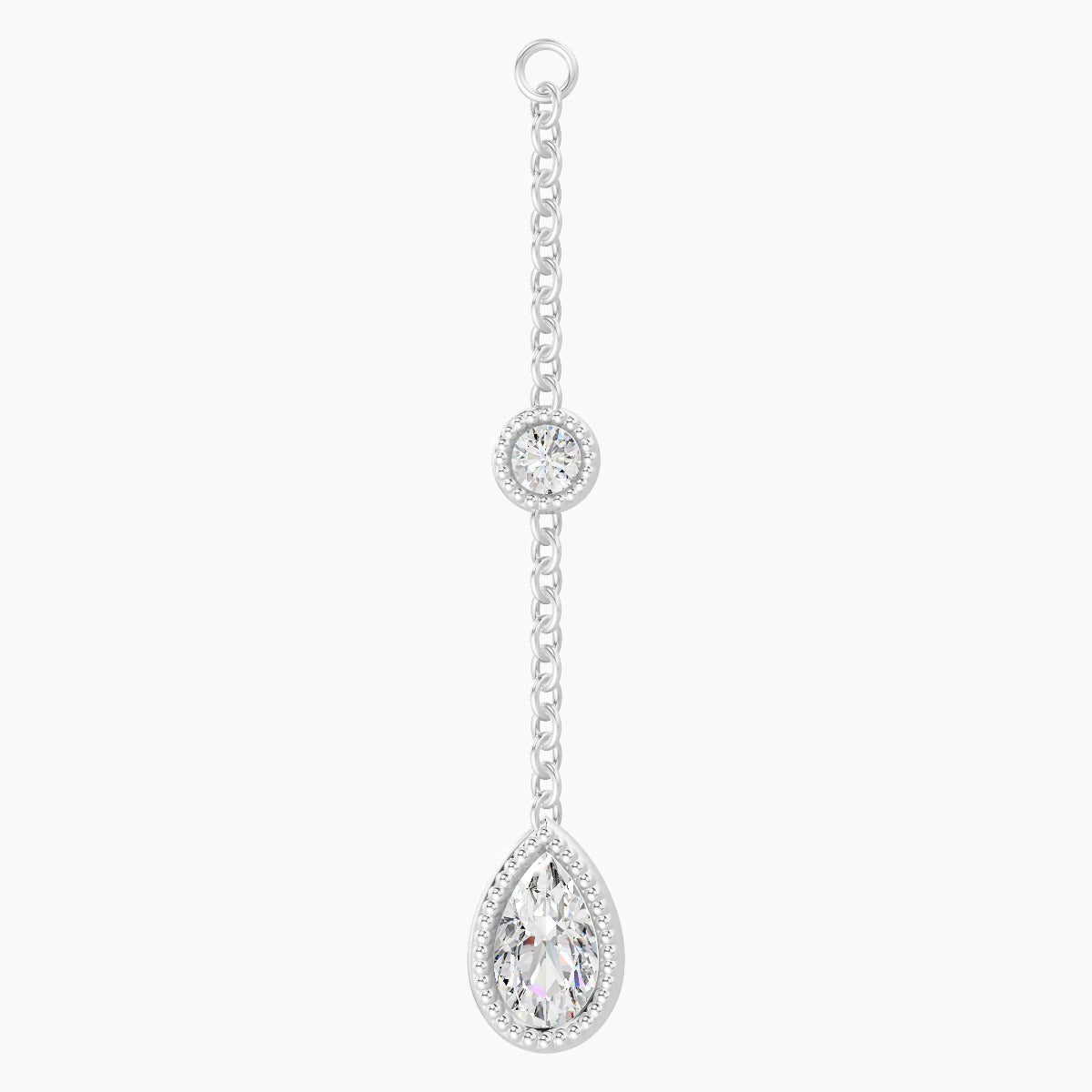 Alcyone | 18k White Gold 28 mm Pear Diamond Chain Charm