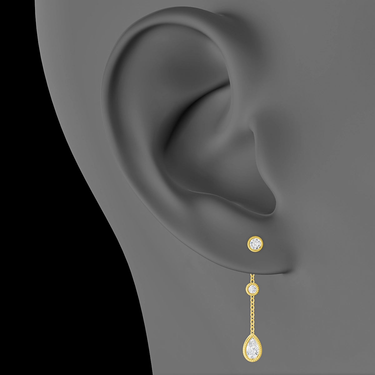 Alcyone | 18k Yellow Gold 26 mm Pear Diamond Chain Charm