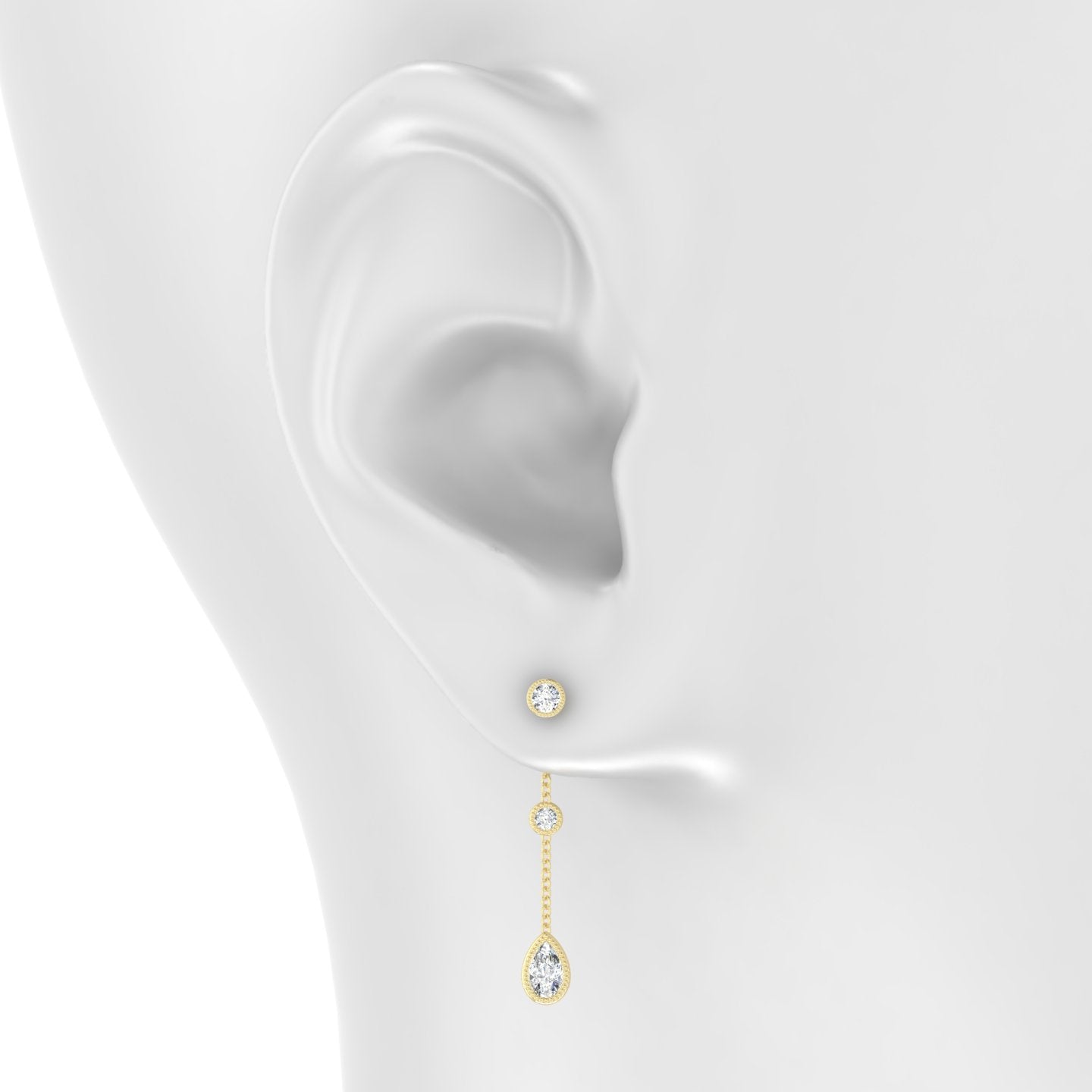 Alcyone | 18k Yellow Gold 28 mm Pear Diamond Chain Charm