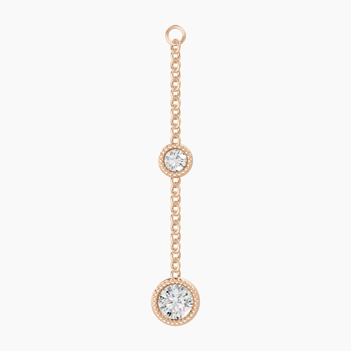 Alcyone | 18k Rose Gold 24 mm Round Diamond Chain Charm