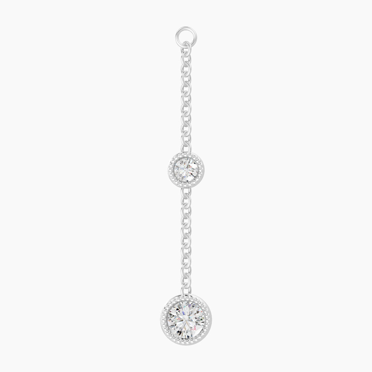 Alcyone | 18k White Gold 24 mm Round Diamond Chain Charm
