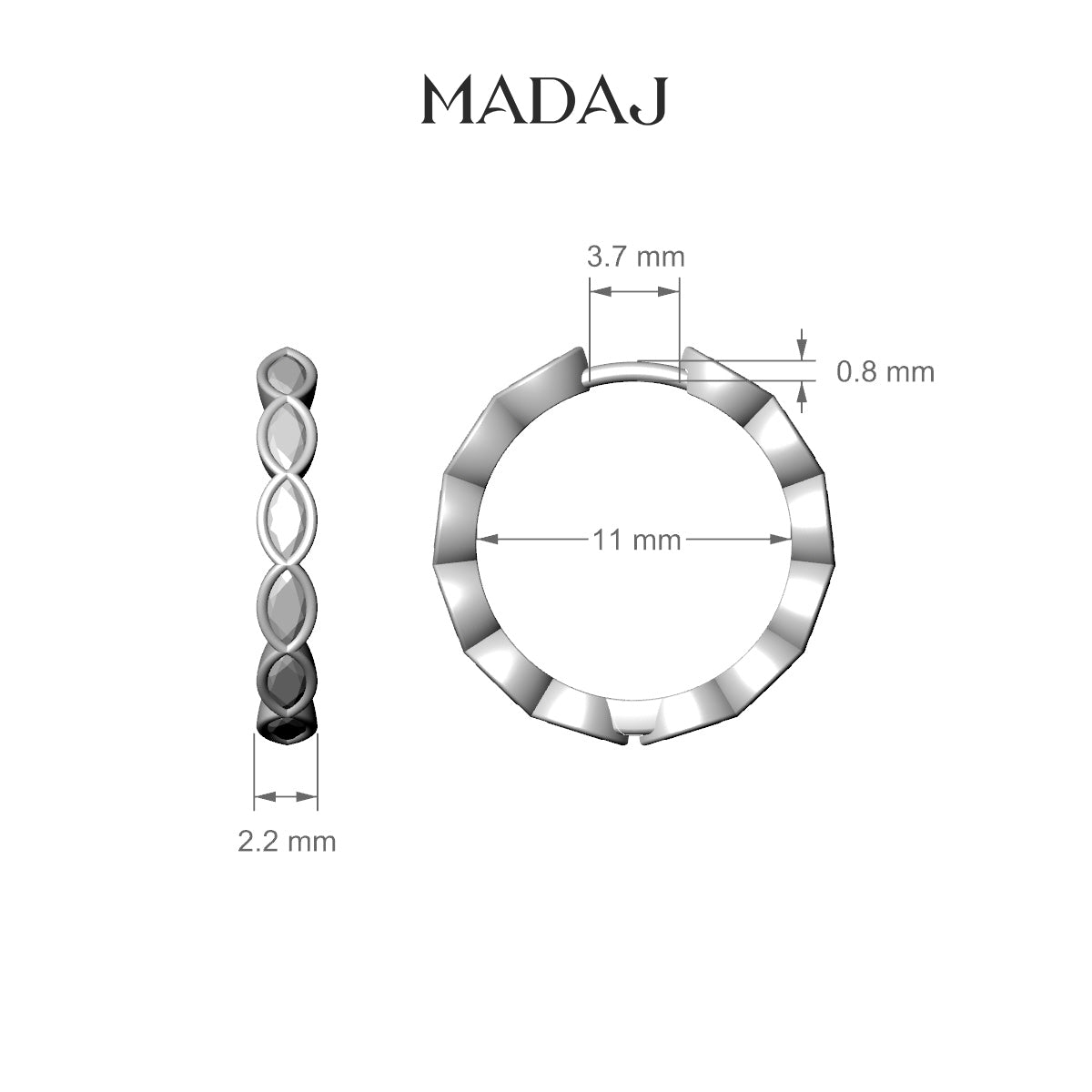 Alexandra | 18k Yellow Gold 11 mm Diamond Hoop Piercing